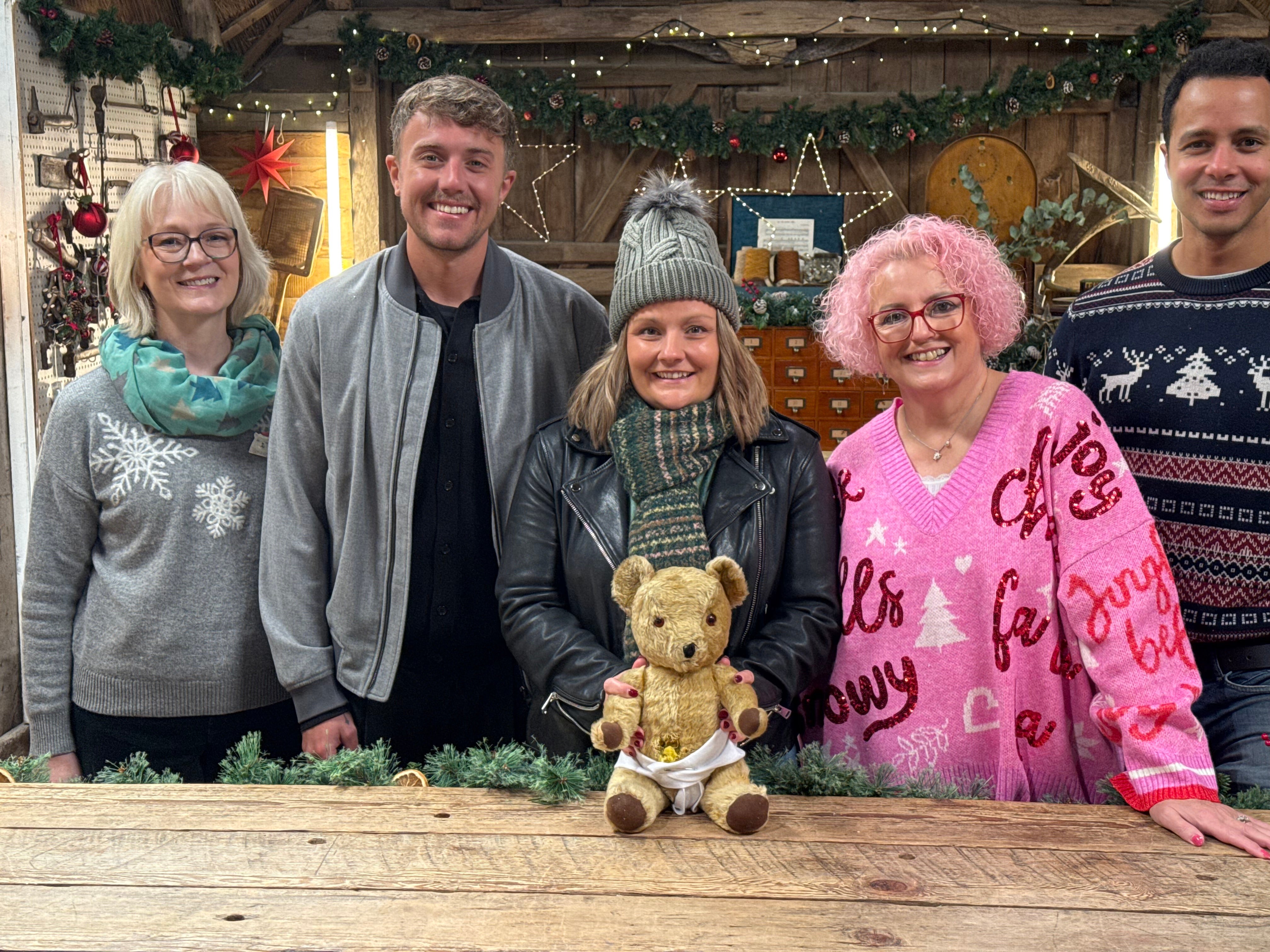 BBC handout photo of (left-right) Julie Tatchell, Roman Kemp, Kat, Amanda Middleditch and Will Kirk during the Repair Shop's Christmas special show.