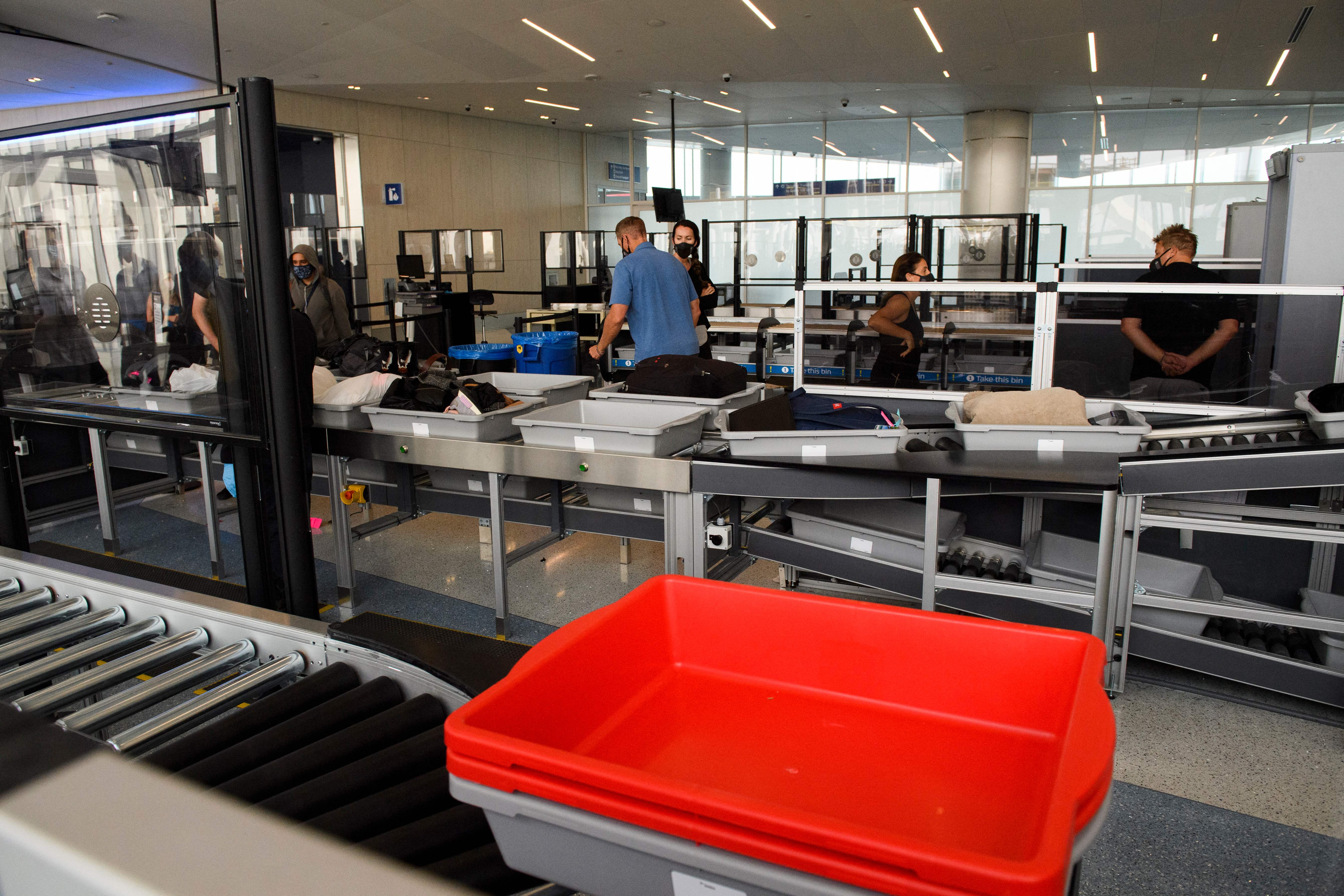 A TSA checkpoint at Los Angeles International Airport. Agents found a ‘surprising’ number of prohibited items in the woman’s suitcase as she was on her way to Philadelphia