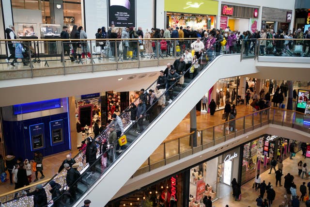 Shoppers in the Bullring shopping centre in Birmingham (Jacob King/PA)