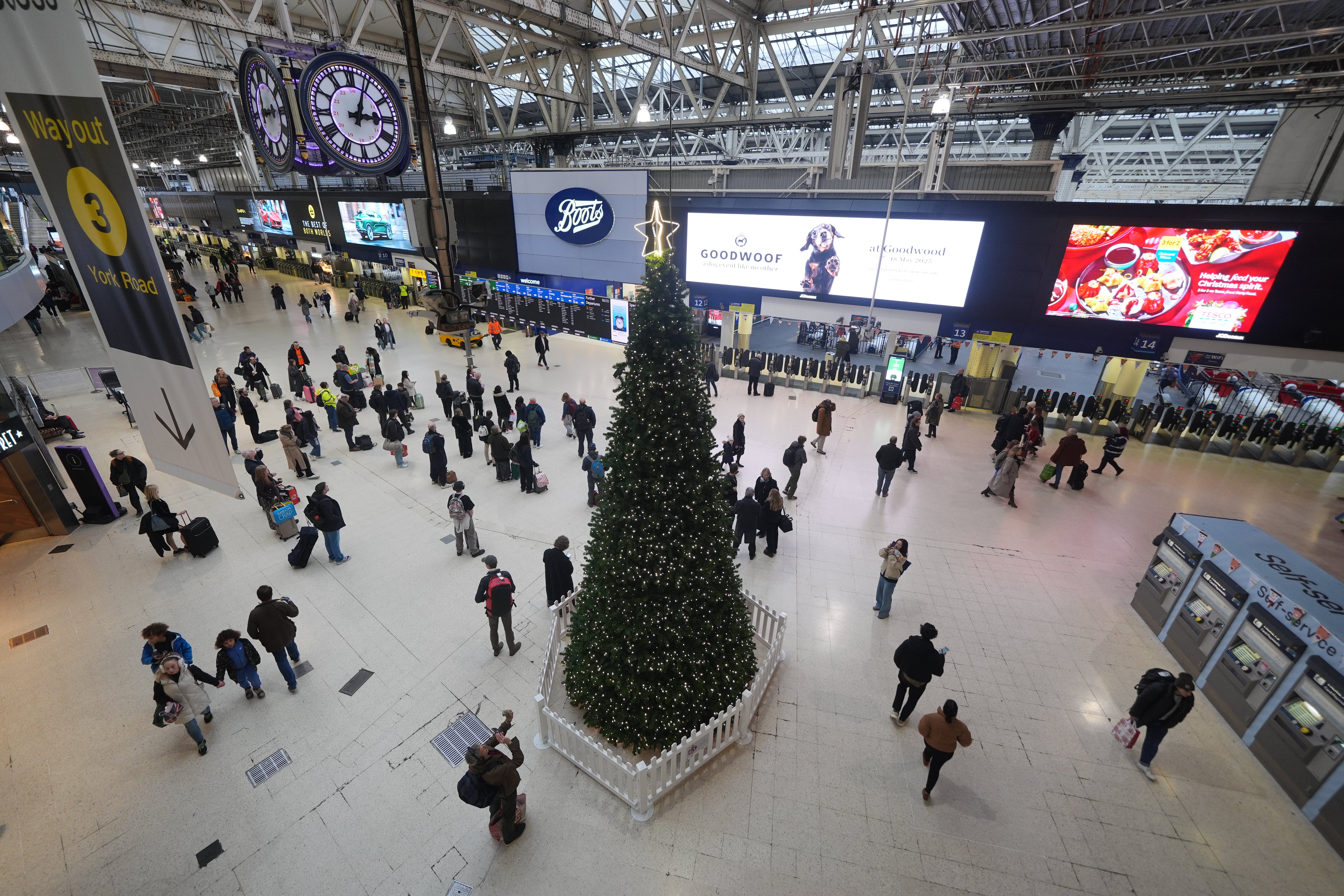 <p>Waterloo station: trains started to grind to a halt last night and won’t resume until Boxing Day </p>
