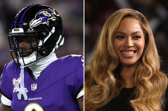 <p>Lamar Jackson and Beyoncé</p>