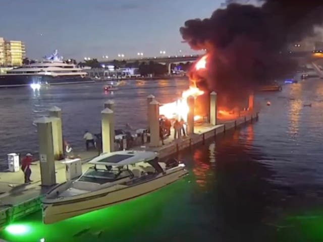 <p>One person is dead and five are injured after a boat explodes at a marina in Florida</p>