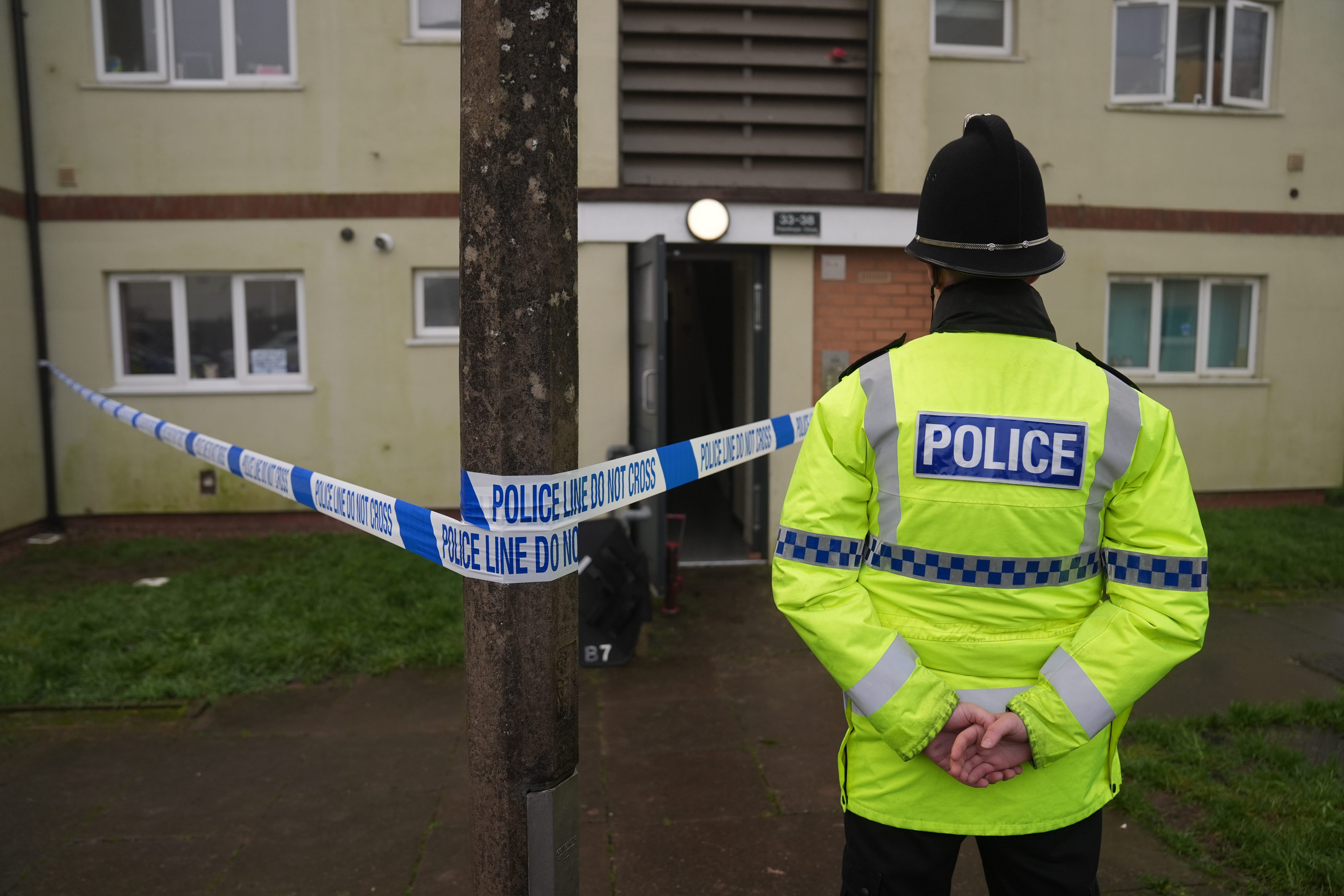 Police at the scene on Fownhope Close in Redditch, Worcestershire (Jacob King/PA)