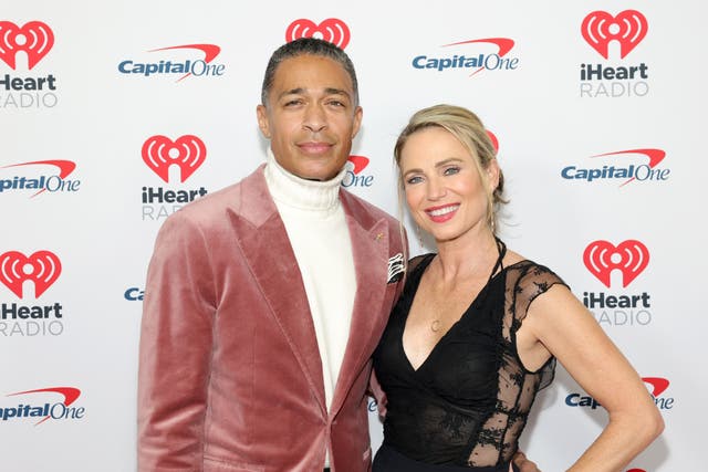 <p>TJ Holmes (left) and Amy Robach (right) have both been married twice </p>