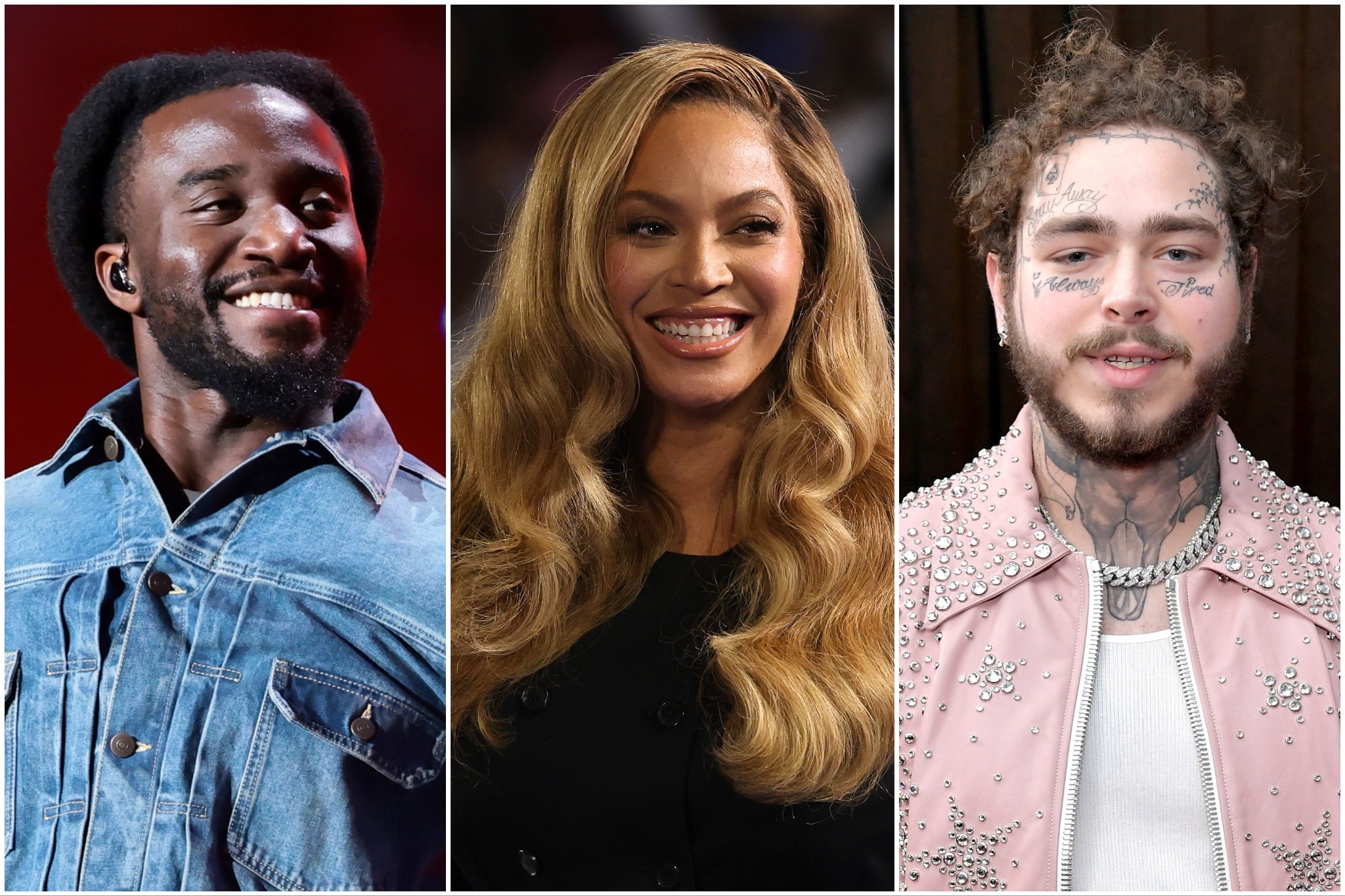 Beyoncé was joined by special guests Shaboozey and Post Malone to perform the Christmas Day halftime show