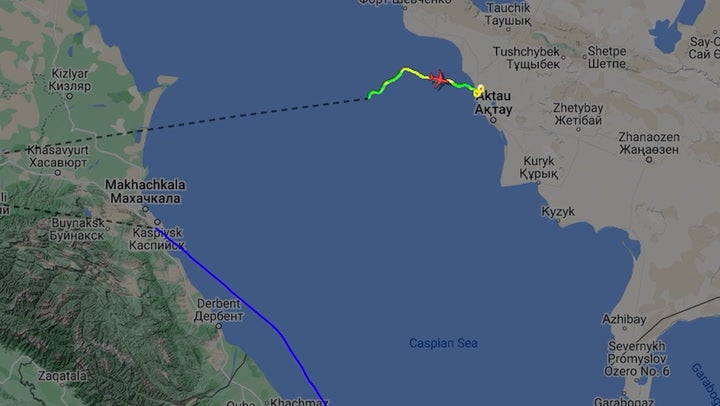 <p>Flight tracker shows path of doomed Azerbaijan Airlines plane.</p>