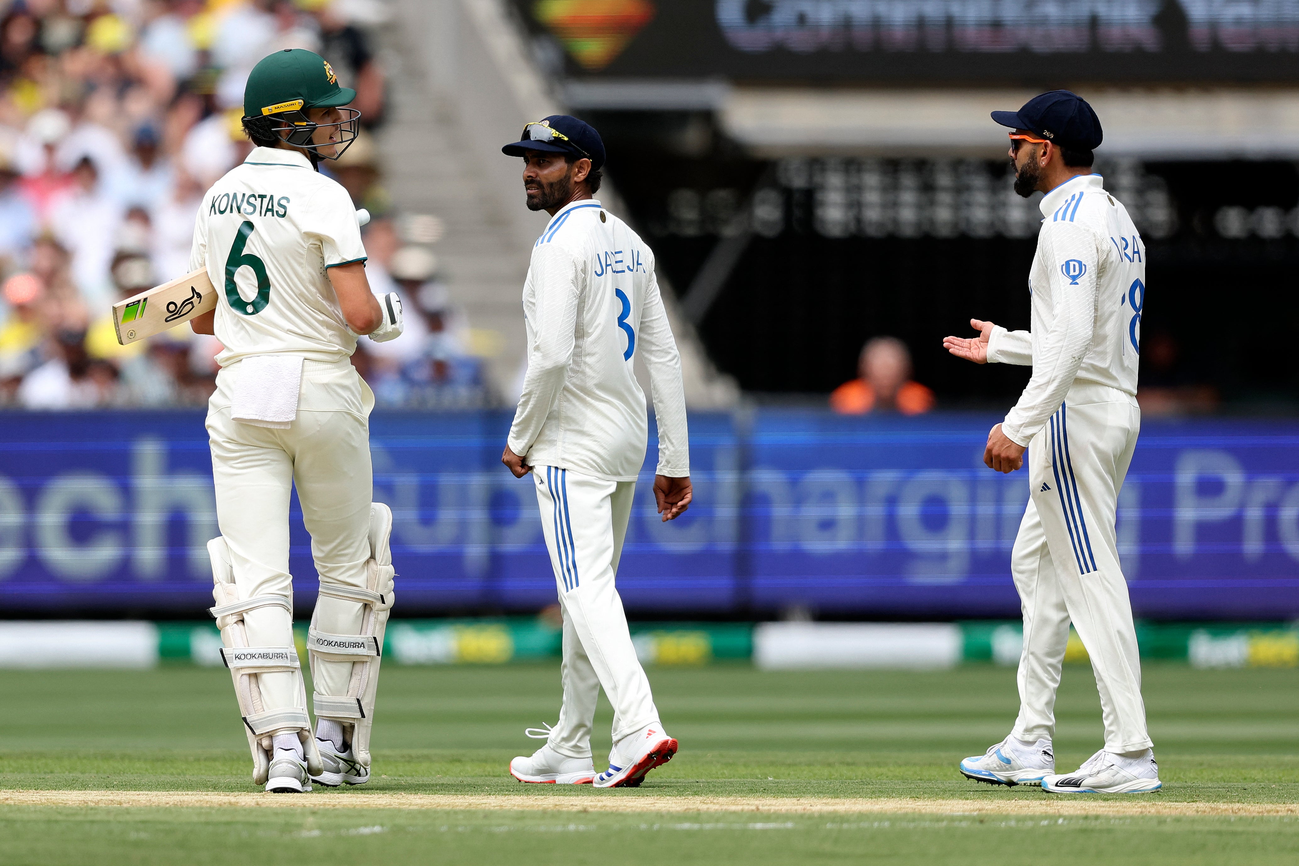 Virat Kohli and Sam Konstas had a coming together and an exchange of words