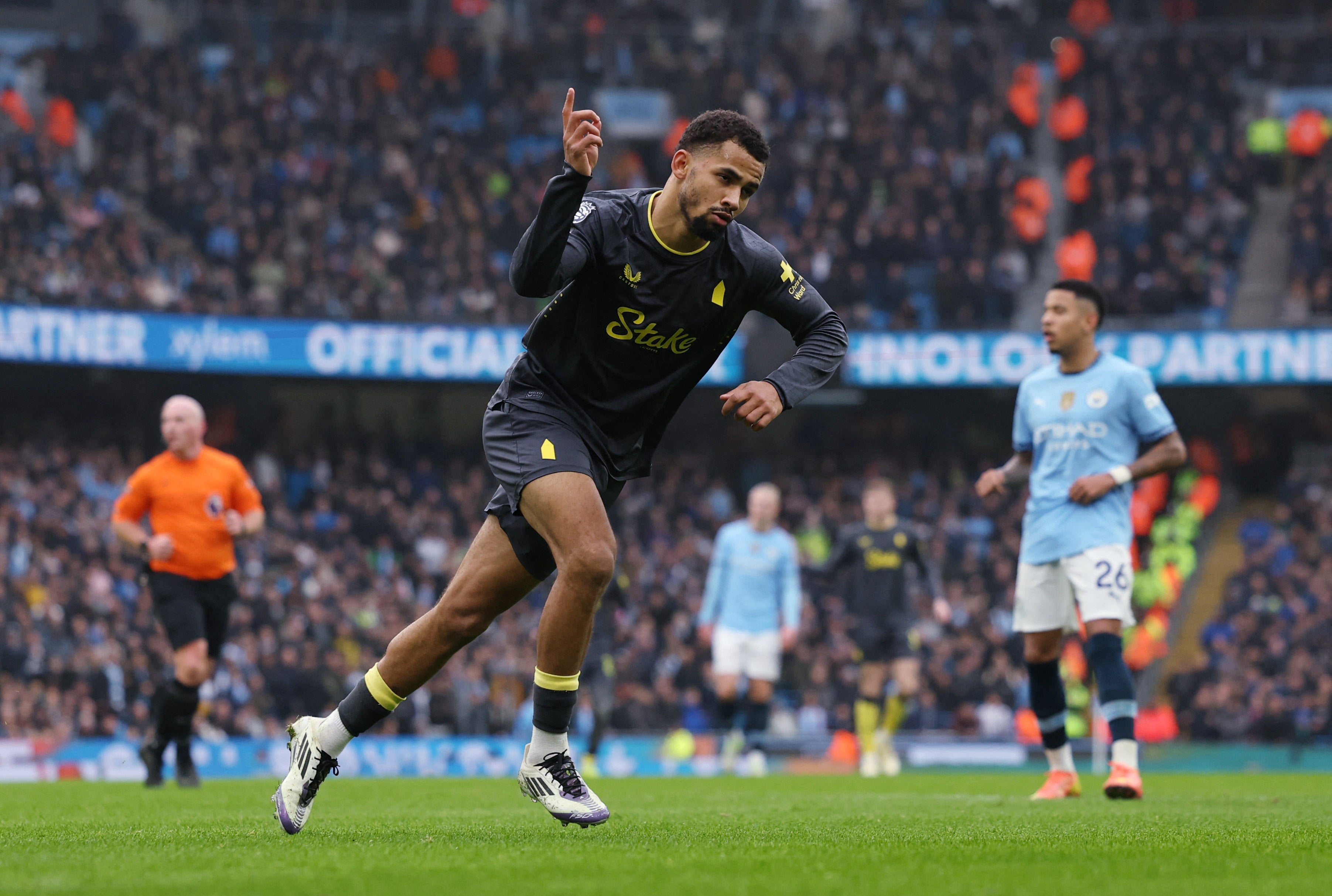 Iliman Ndiaye peels away after scoring a stunning equaliser for Everton