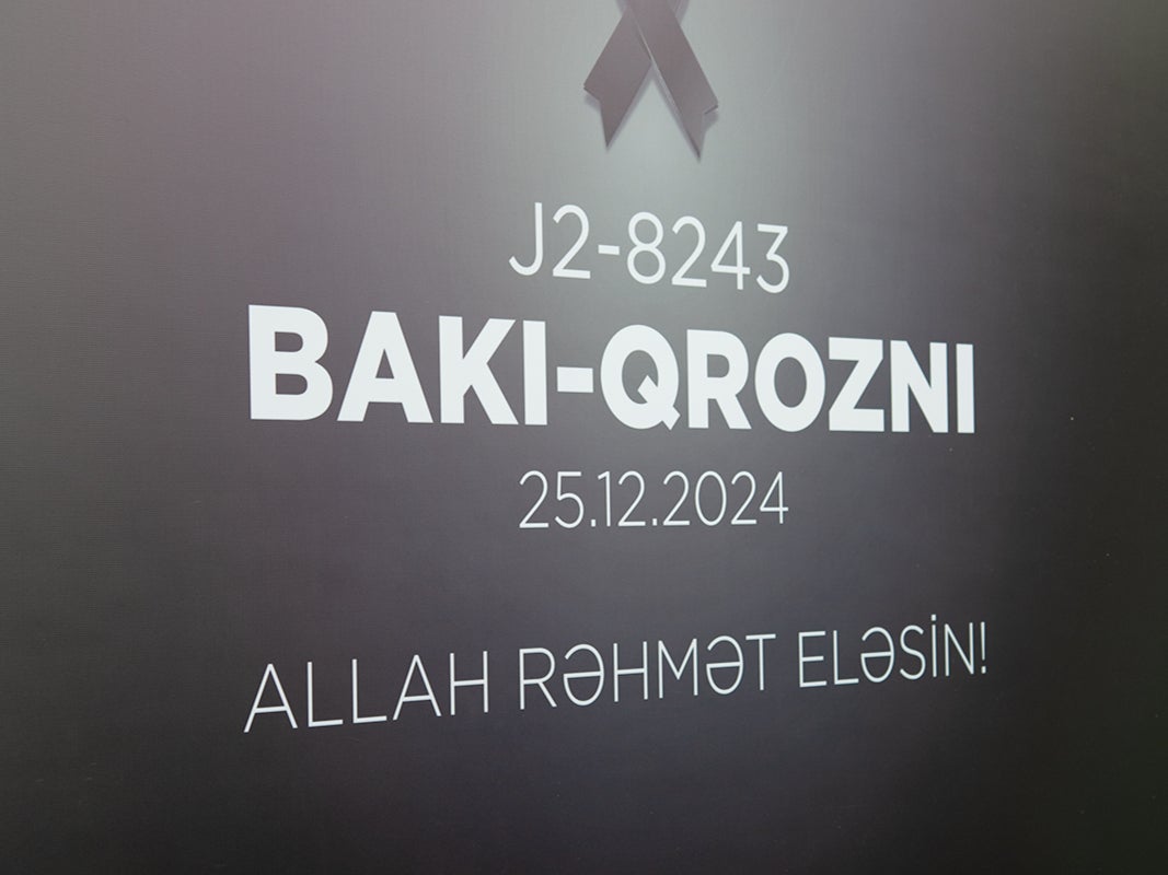 Memorial at Baku airport to the victims of the Azerbaijan Airlines plane crash