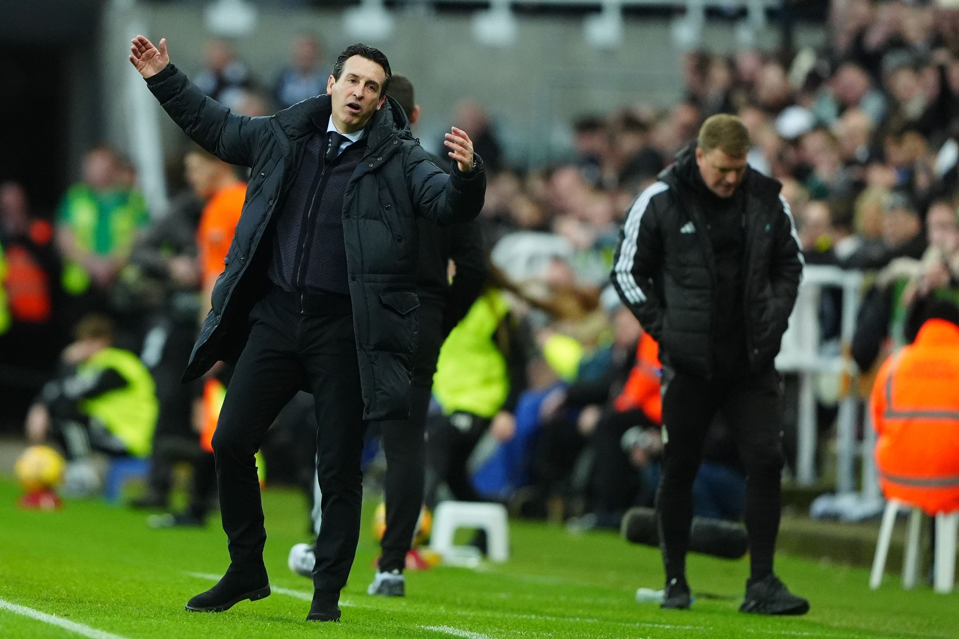 Aston Villa boss Unai Emery was furious at Jhon Duran’s red card against Newcastle (Owen Humphreys/PA)