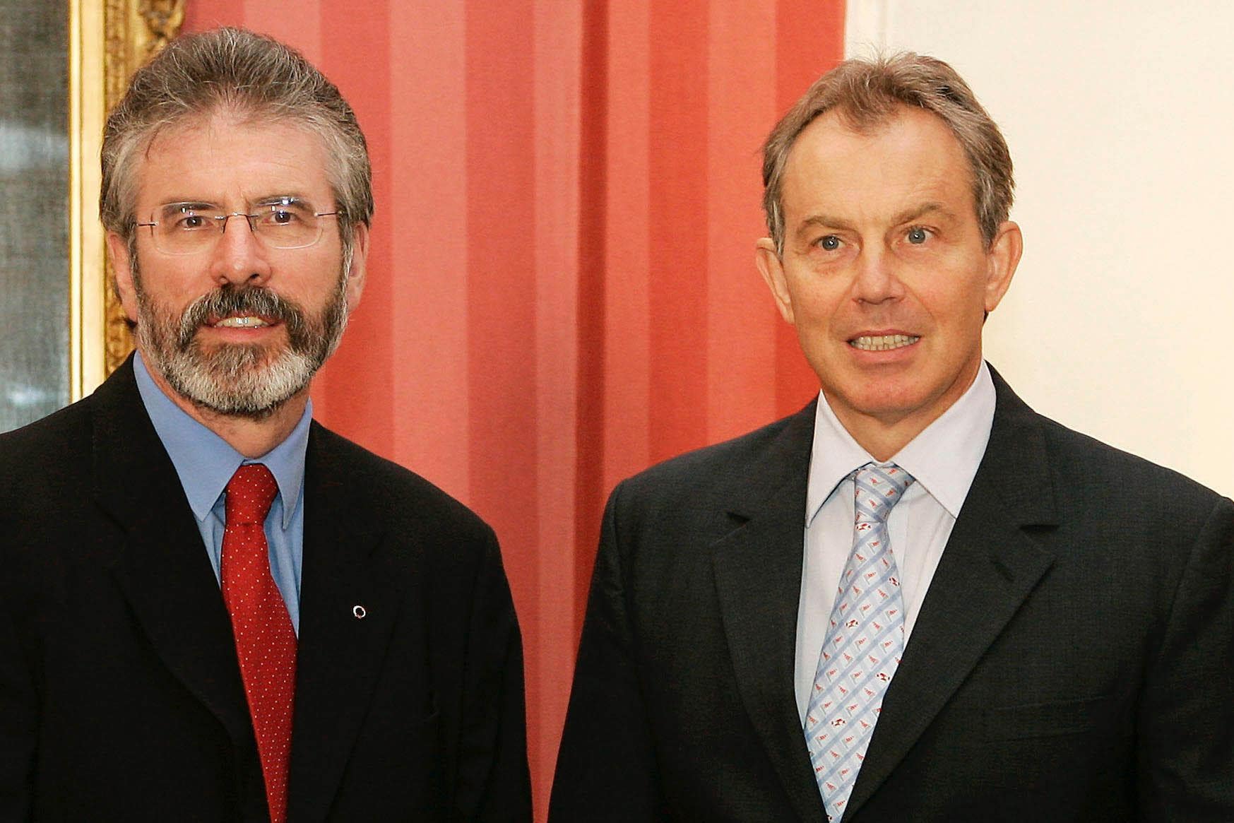 Tony Blair, right, with Gerry Adams in No 10 (Mike Finn-Kelcey/PA)