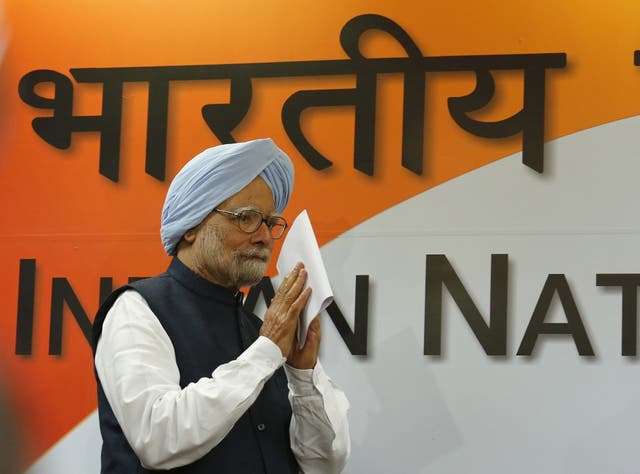 <p>Manmohan Singh at an event to release the Congress party’s manifesto in 2017</p>