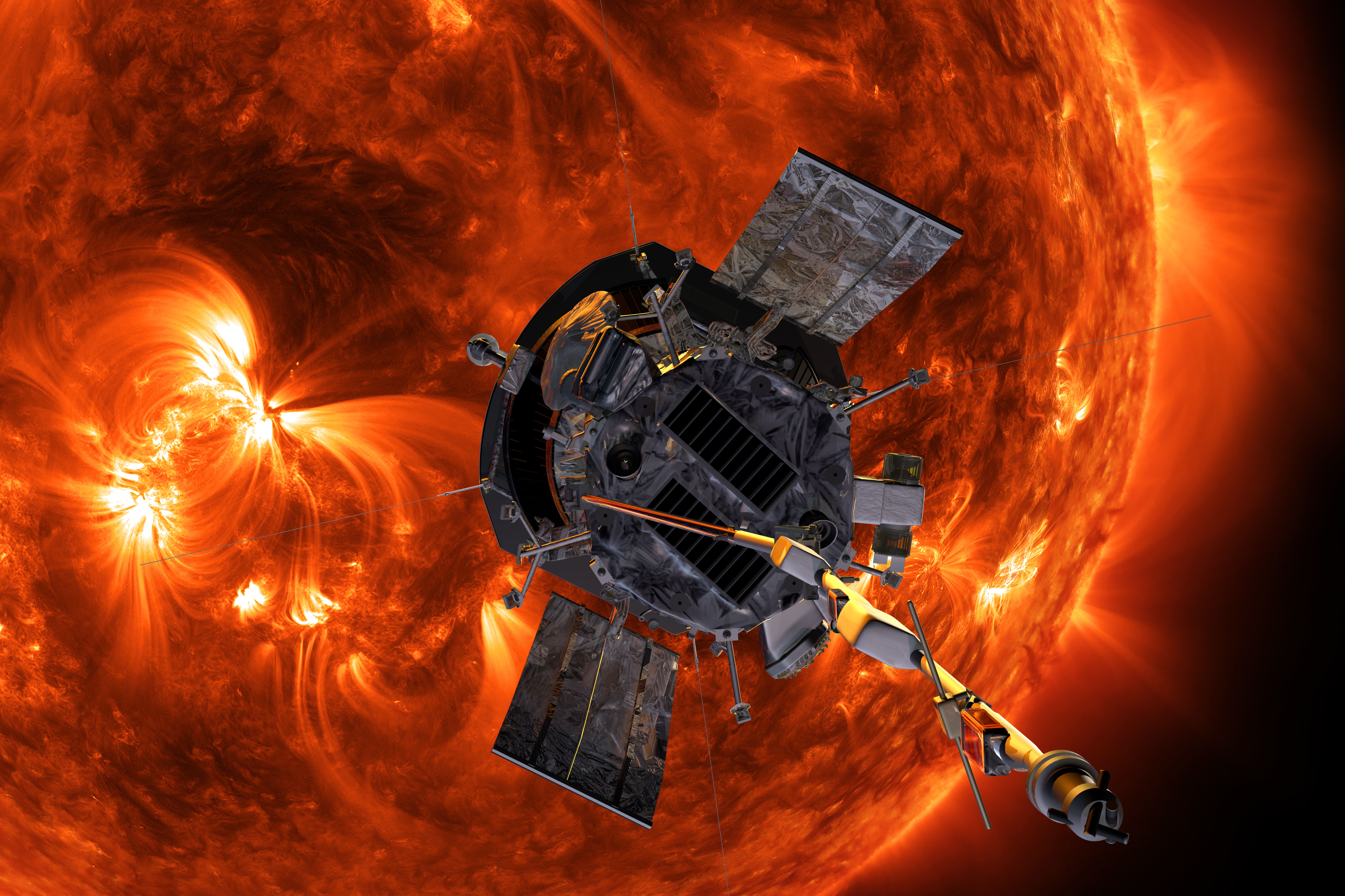 An artist’s impression of the Parker Solar Probe approaching the sun (John Hopkins APL/Nasa/PA)