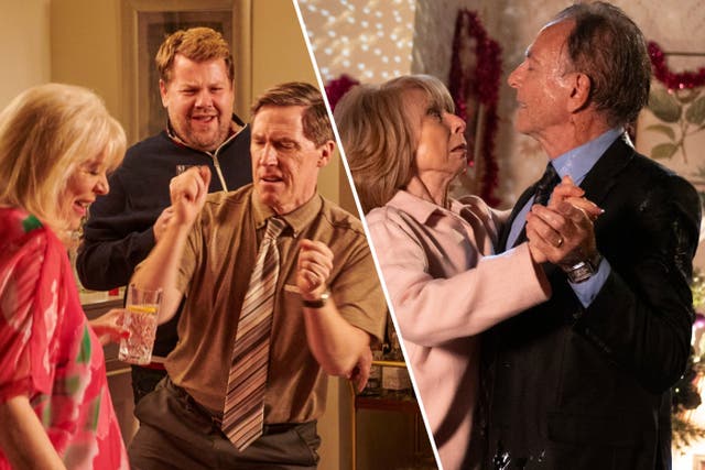 <p>Two different worlds: the cast of ‘Gavin & Stacey’, and a ghostly vision in ‘Coronation Street’ </p>