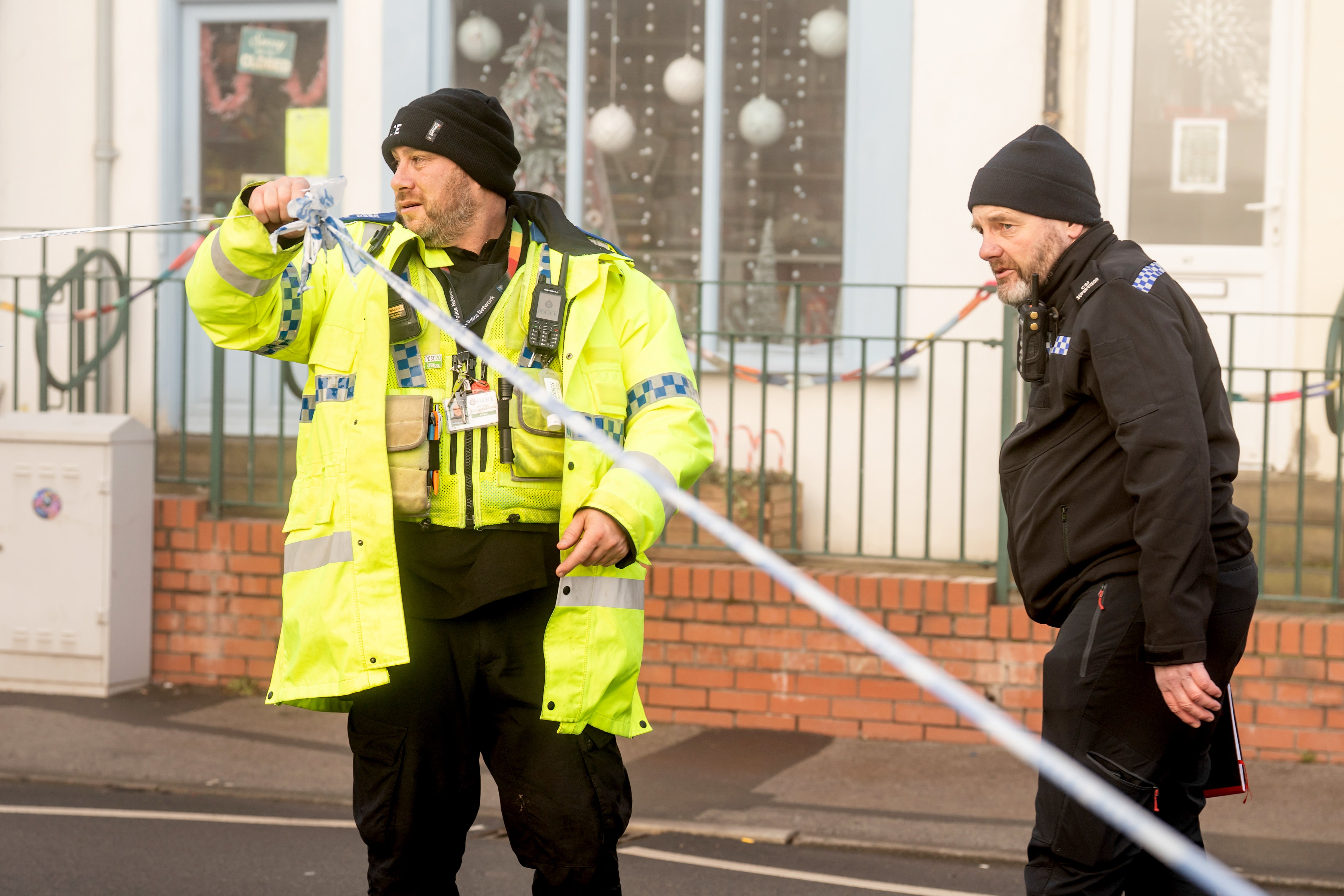 Police pictured at the scene of the quad bike crash