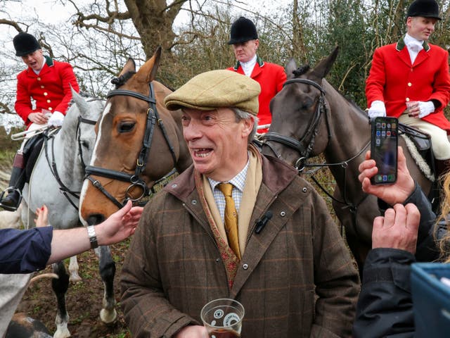 <p>Nigel Farage supported a hunt in Kent on Boxing Day as the row blew up  </p>