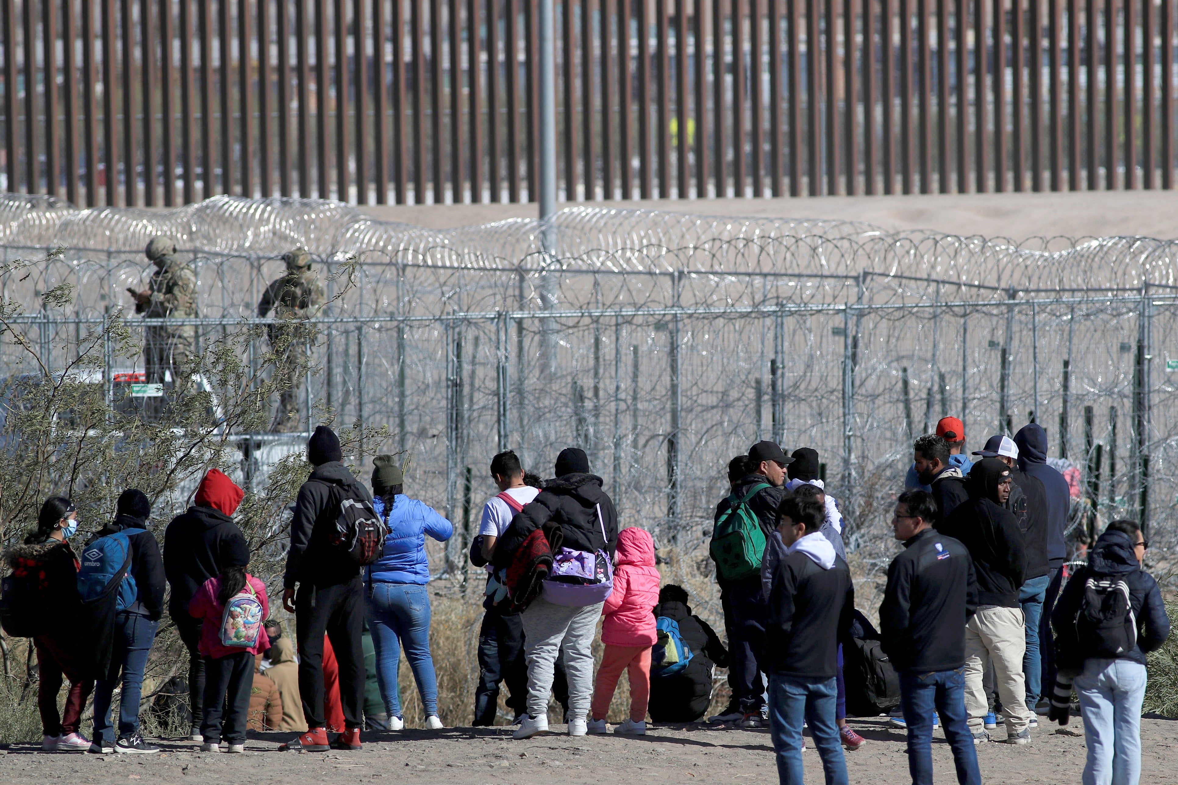 Immigrants at a U.S.-Mexico border point in Juarez City, Chihuahua, Mexico