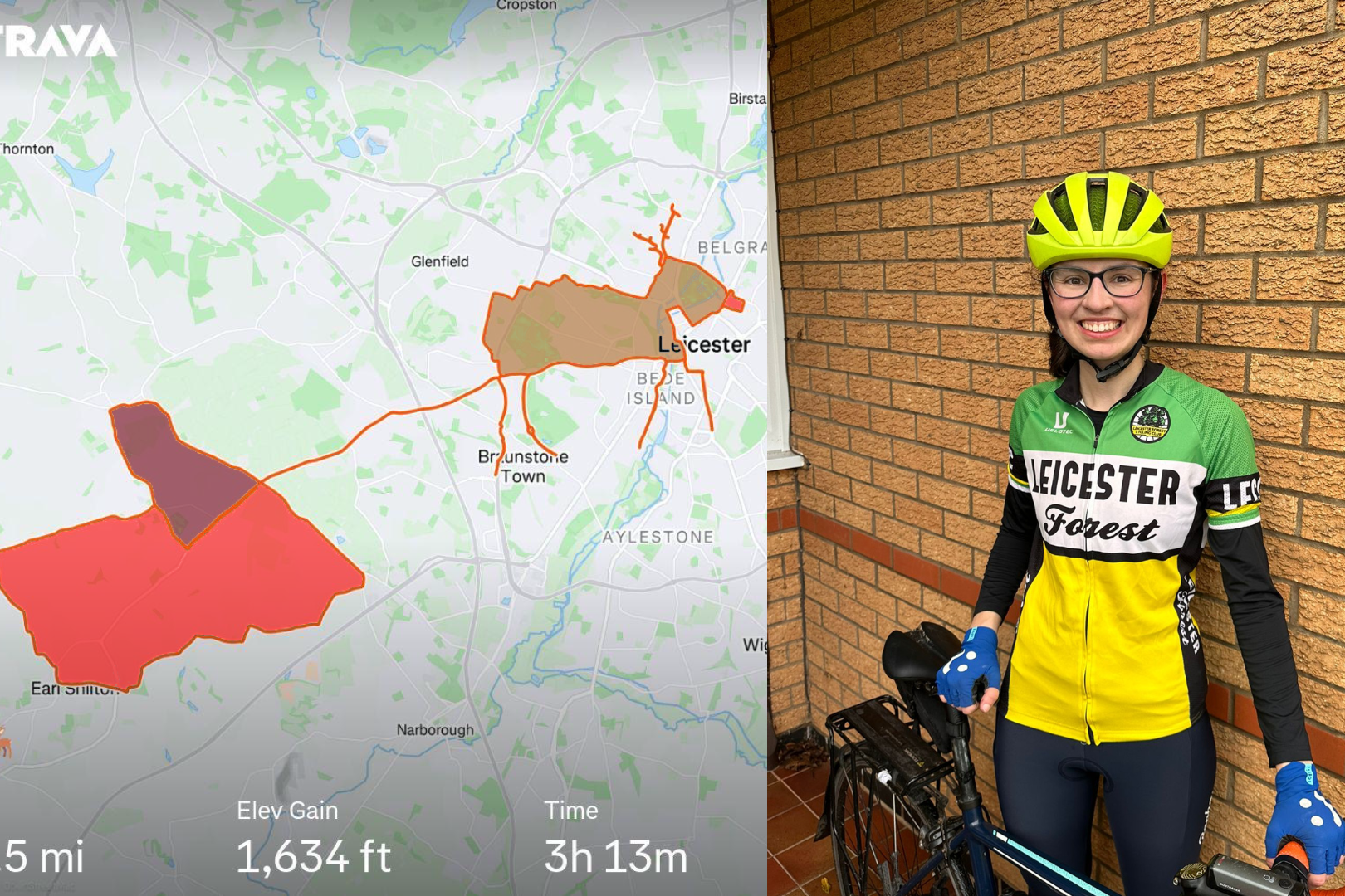 Rebecca Laurel completed a cycle route in the shape of a Santa sleigh with a reindeer on Christmas Eve (Rebecca Laurel/ PA)