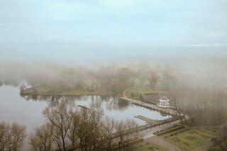 A blanket of fog over Stanley Park in Blackpool