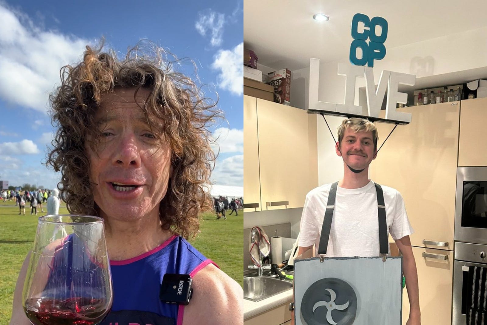 A wine-tasting runner and a man dressed as the air conditioning unit which fell at the Co-Op Arena in Manchester were among the most viral moments of 2024 (Tom Gilbey/PA)