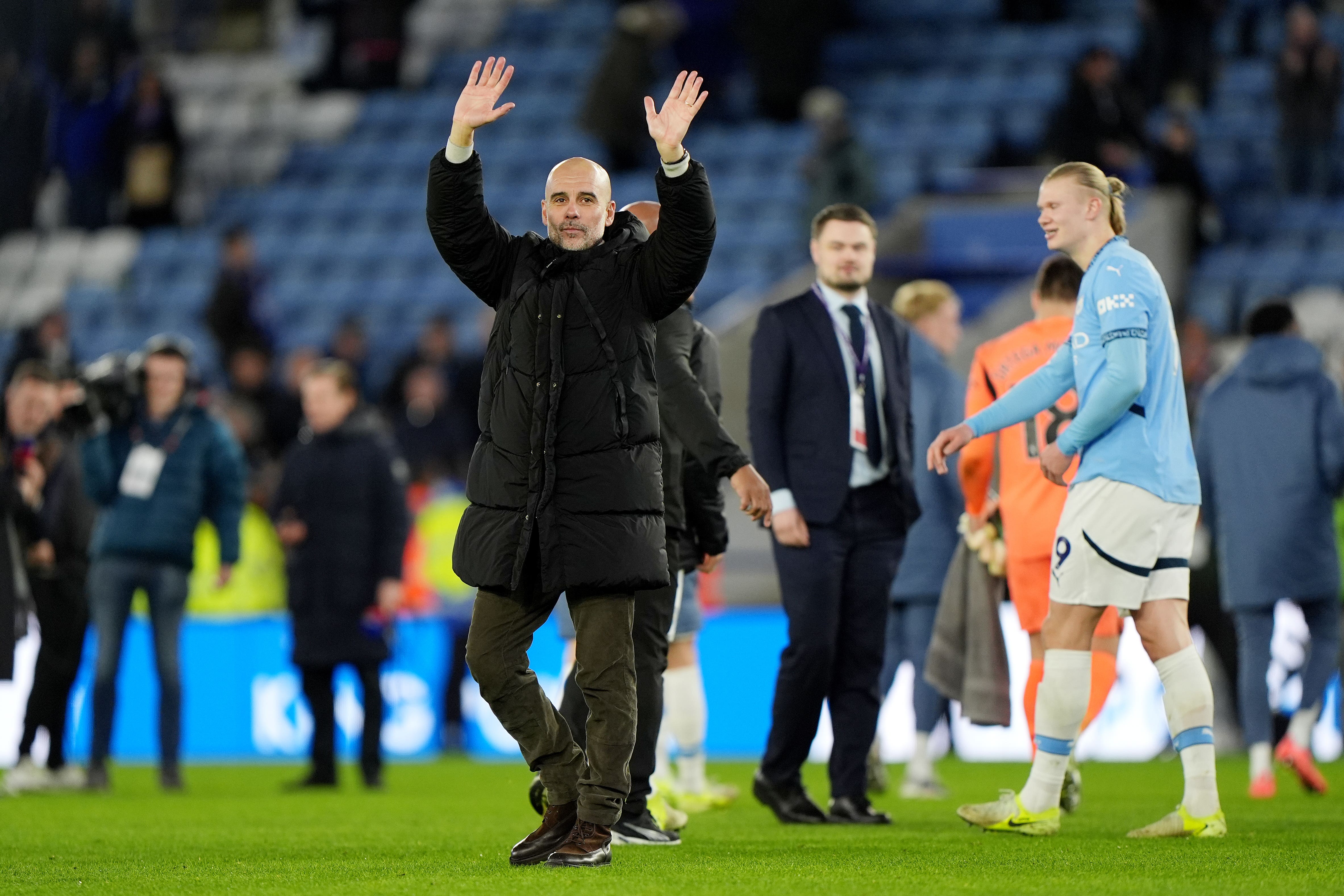 Manchester City boss Pep Guardiola has celebrated 500 games in charge with a win (Joe Giddens/PA)