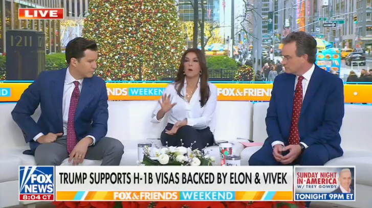 ‘Fox & Friends Weekend’ co-hosts Will Cain, Rachel Campos-Duffy, and Charlie Hurt discuss Donald Trump’s support for H-1B visas