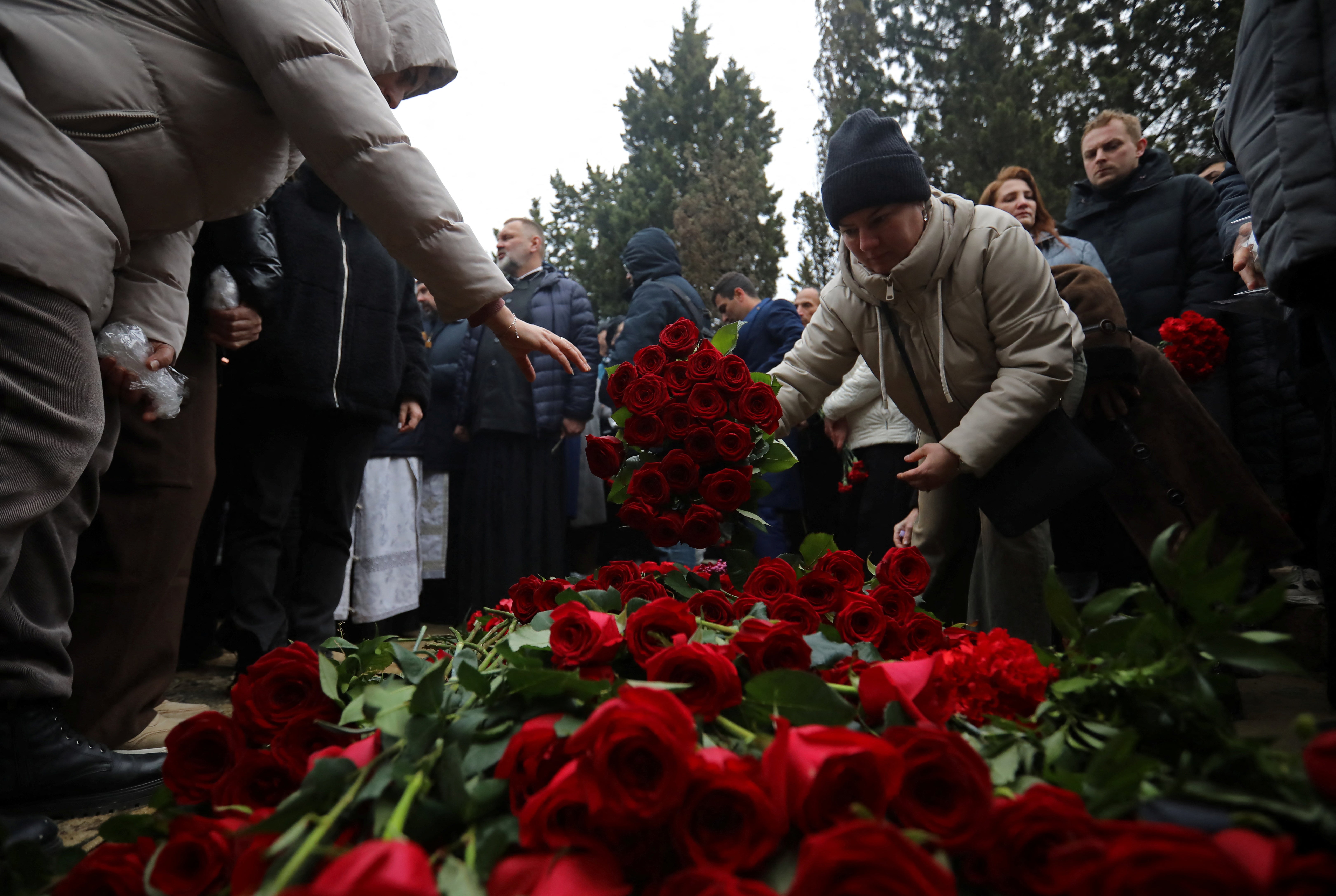 Funeral of the crew members of the Azerbaijan Airlines passenger plane that crashed in Kazakhstan