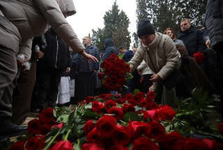Funeral of the crew members of the Azerbaijan Airlines passenger plane that crashed in Kazakhstan