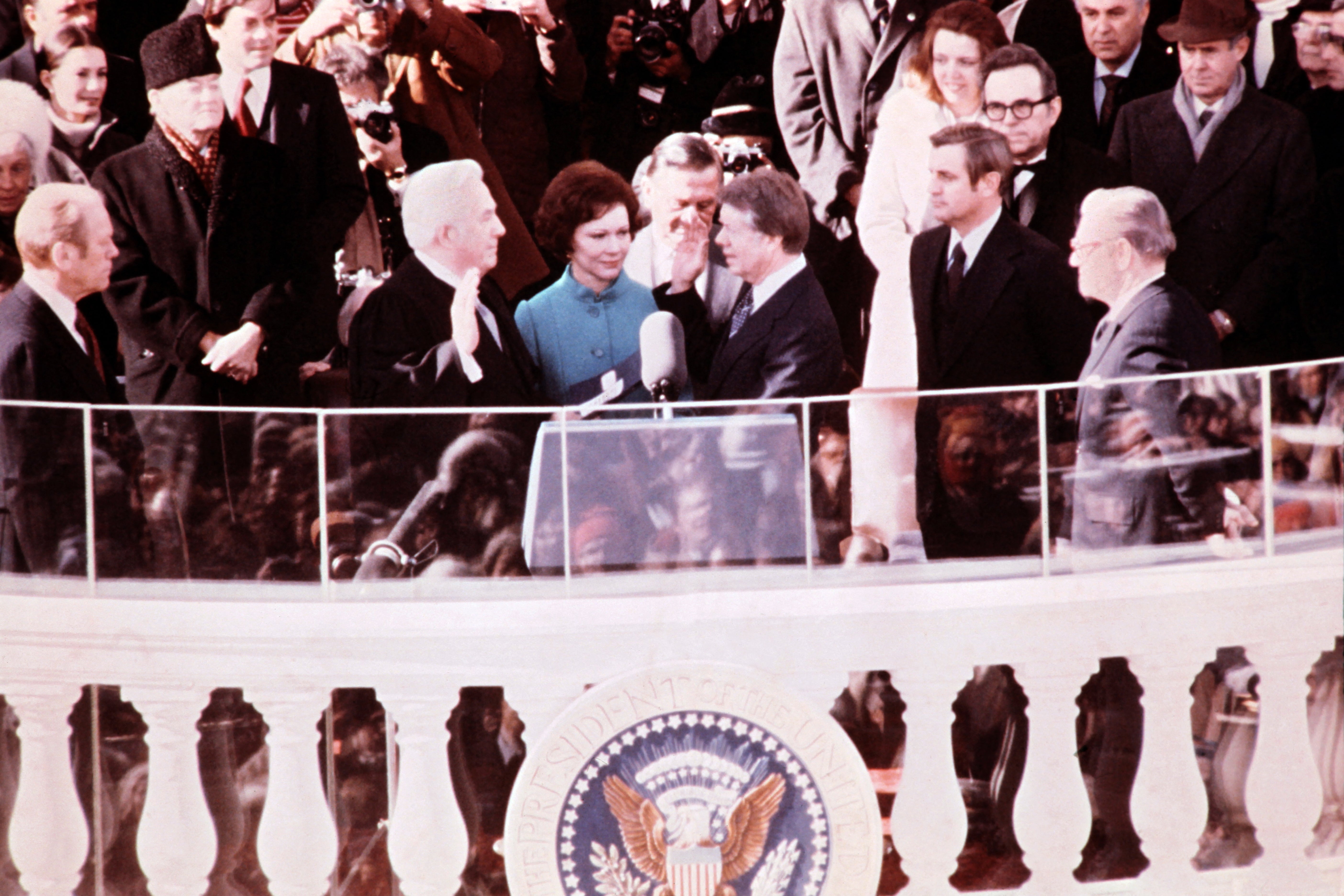 Carter being sworn in as the 39th president in January 1977