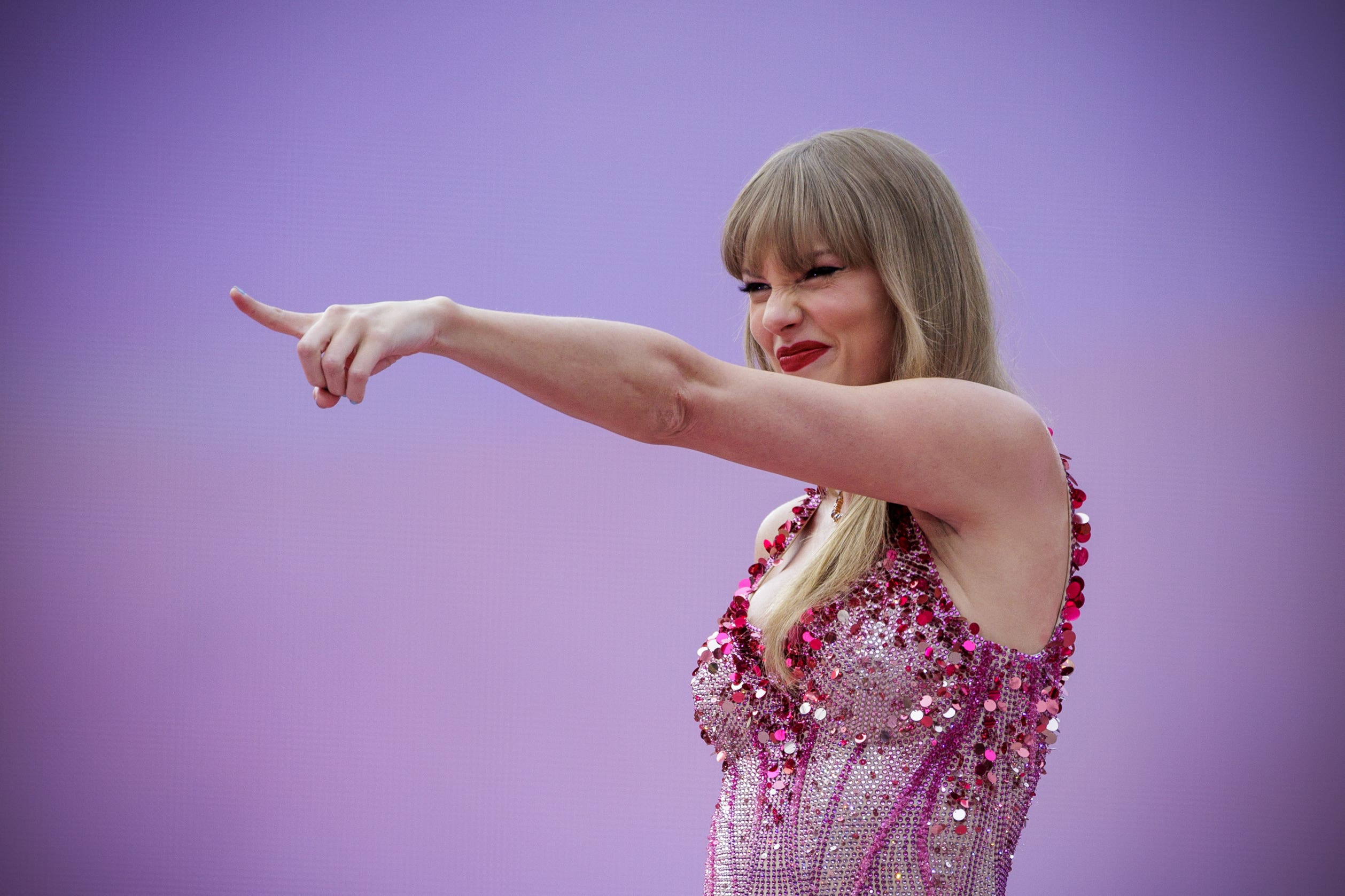 Taylor Swift performing on stage at the Aviva Stadium in Dublin, during her Eras Tour (Liam McBurney/PA)