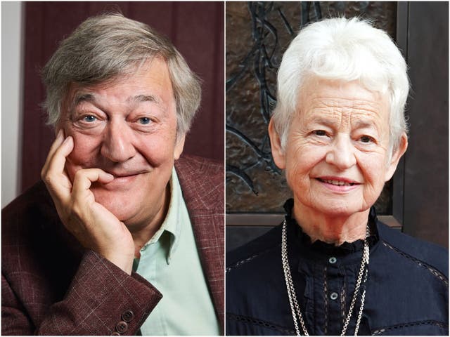 <p>Stephen Fry and Jacqueline Wilson</p>