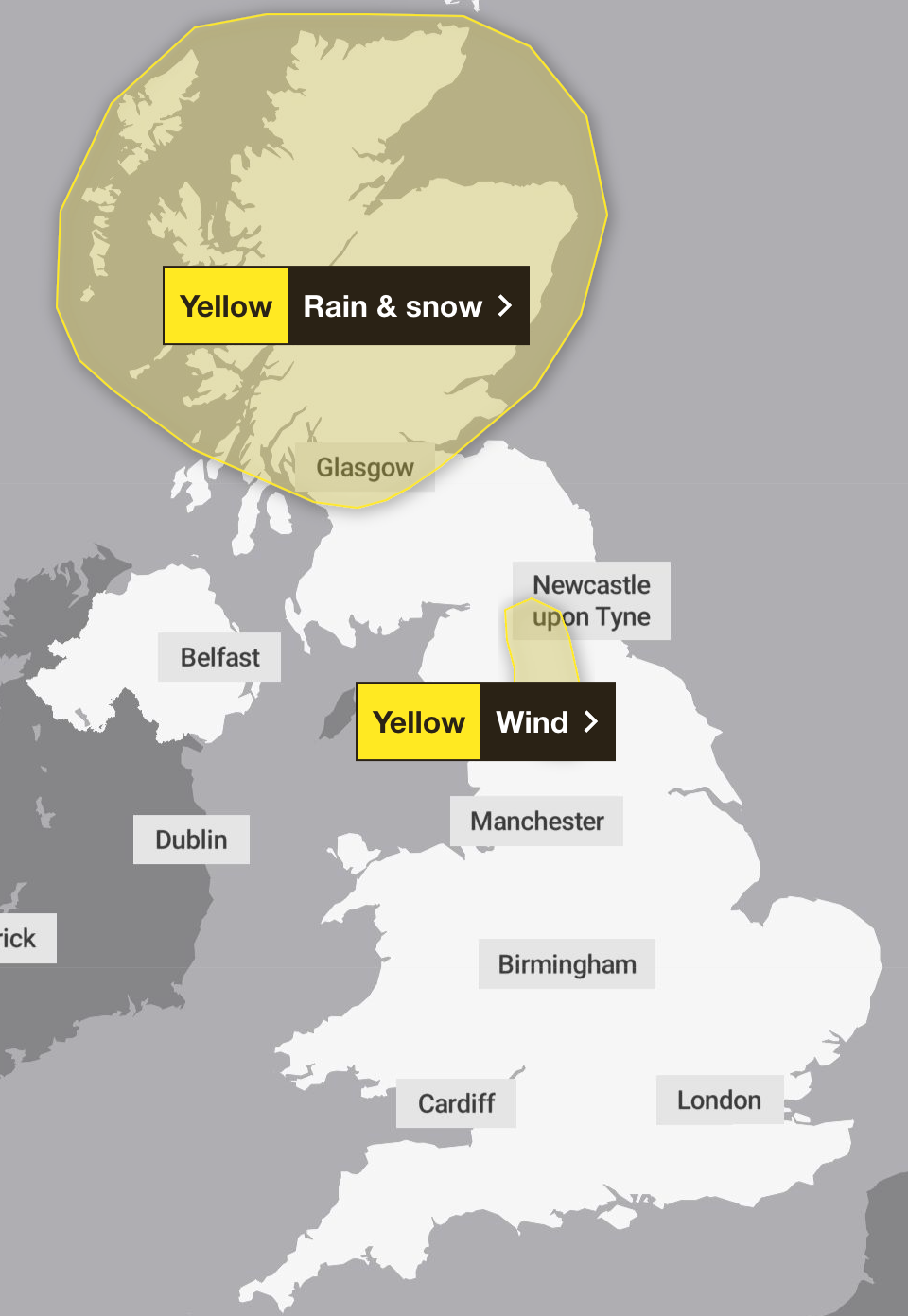 Met Office weather warnings for 30 December 2024