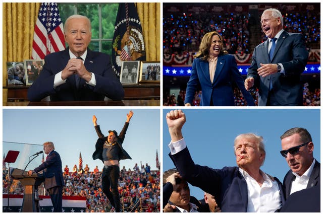 <p>This year was filled with unprecedented political moments – two assassination attempts, the president dropping out of the race, a convicted president-elect, and much more</p>