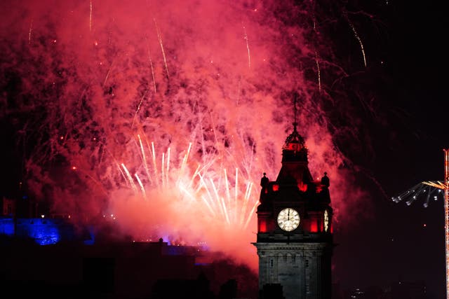 Fireworks explode over Edinburgh Castle in the early hours of January 1 2024 (Jane Barlow/PA)