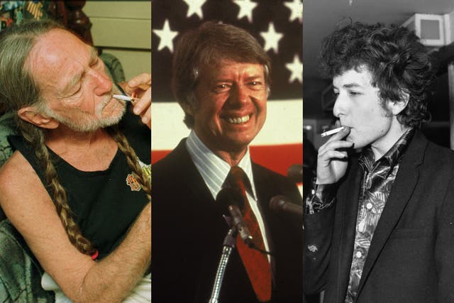 <p>Willie Nelson, Jimmy Carter and Bob Dylan</p>