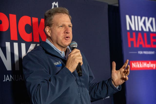 <p>New Hampshire Governor Chris Sununu introduces Republican presidential hopeful and former UN Ambassador Nikki Haley before she speaks at a campaign event in Franklin, New Hampshire early this year </p>