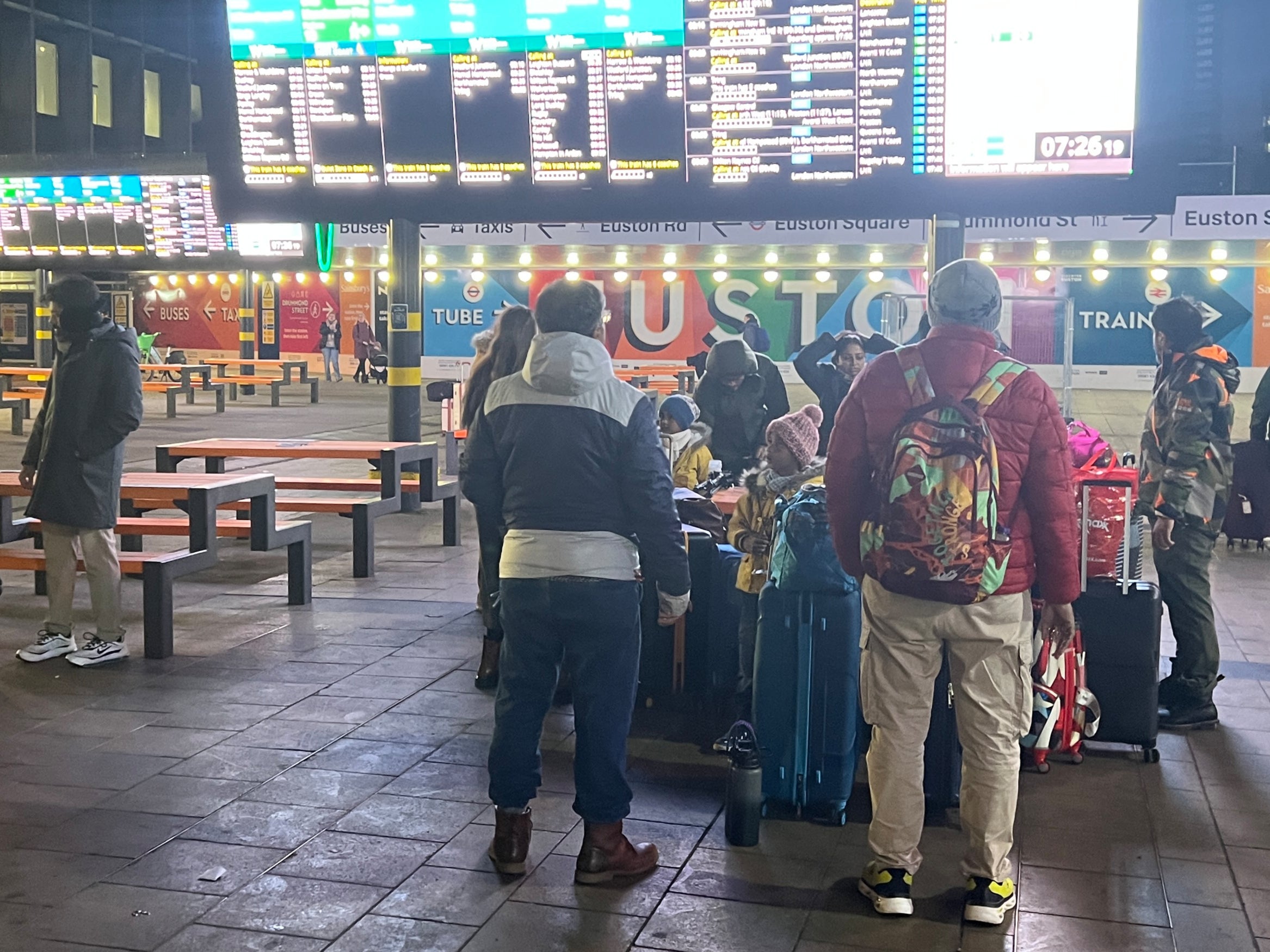 Action station? Passengers waiting outside London Euston, where Avanti West Coast train managers are on strike