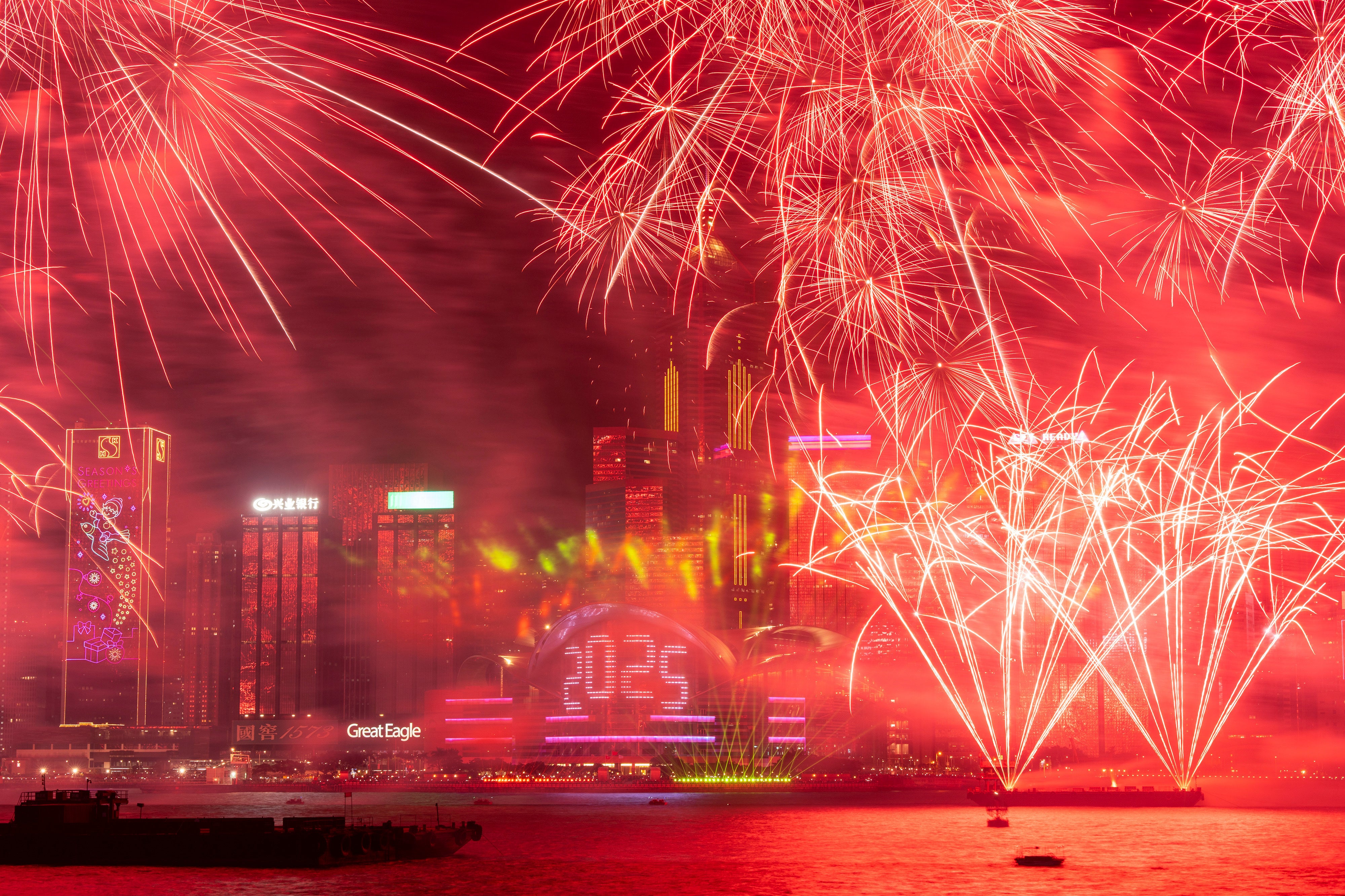 Fireworks explode over Hong Kong’s Victoria Harbour to celebrate the start of 2025. While the displays are often stunning to behold, they can degrade air quality and cause other harms to the environment