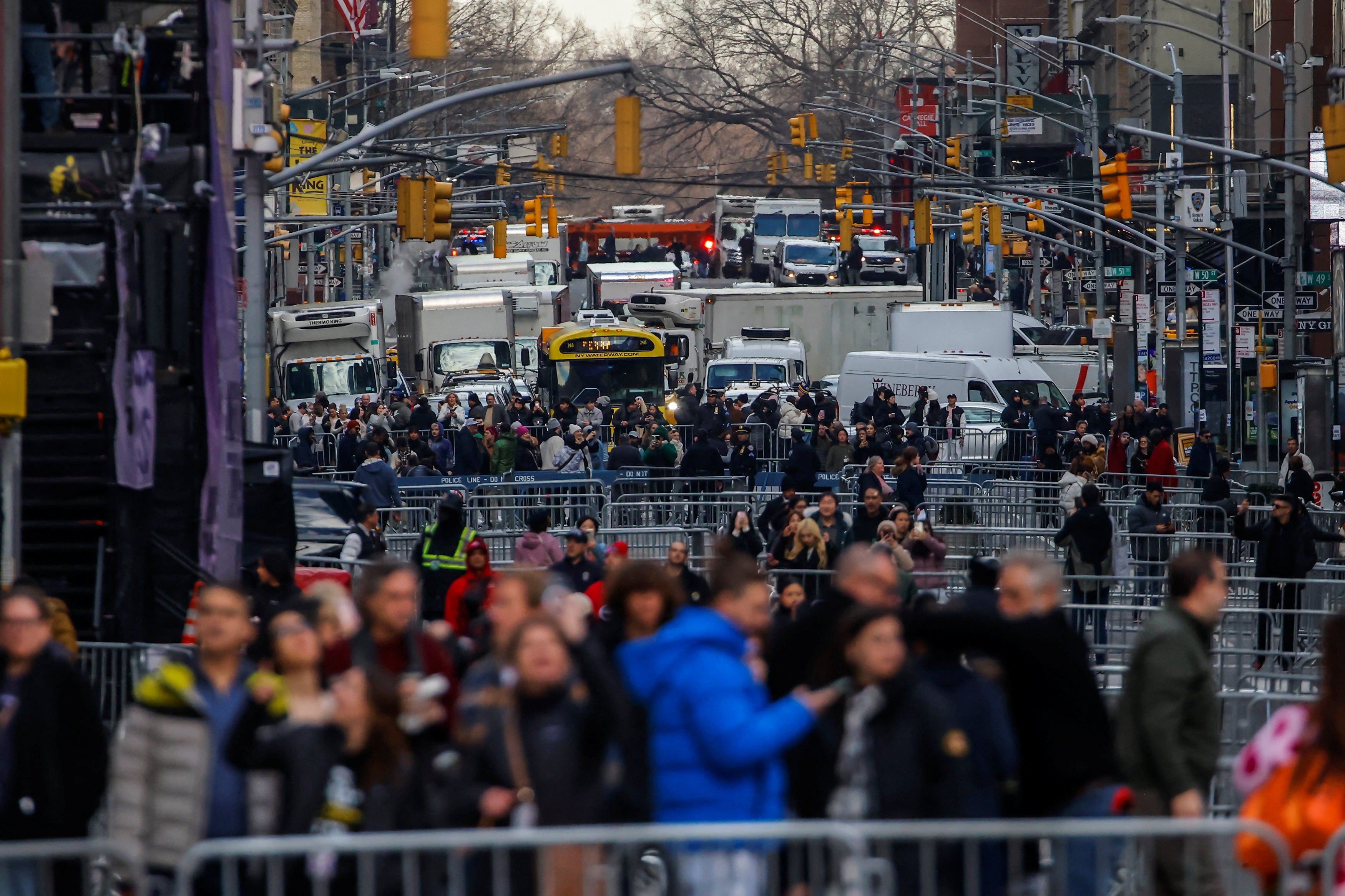 Crowds gather in Times Square on 31 December