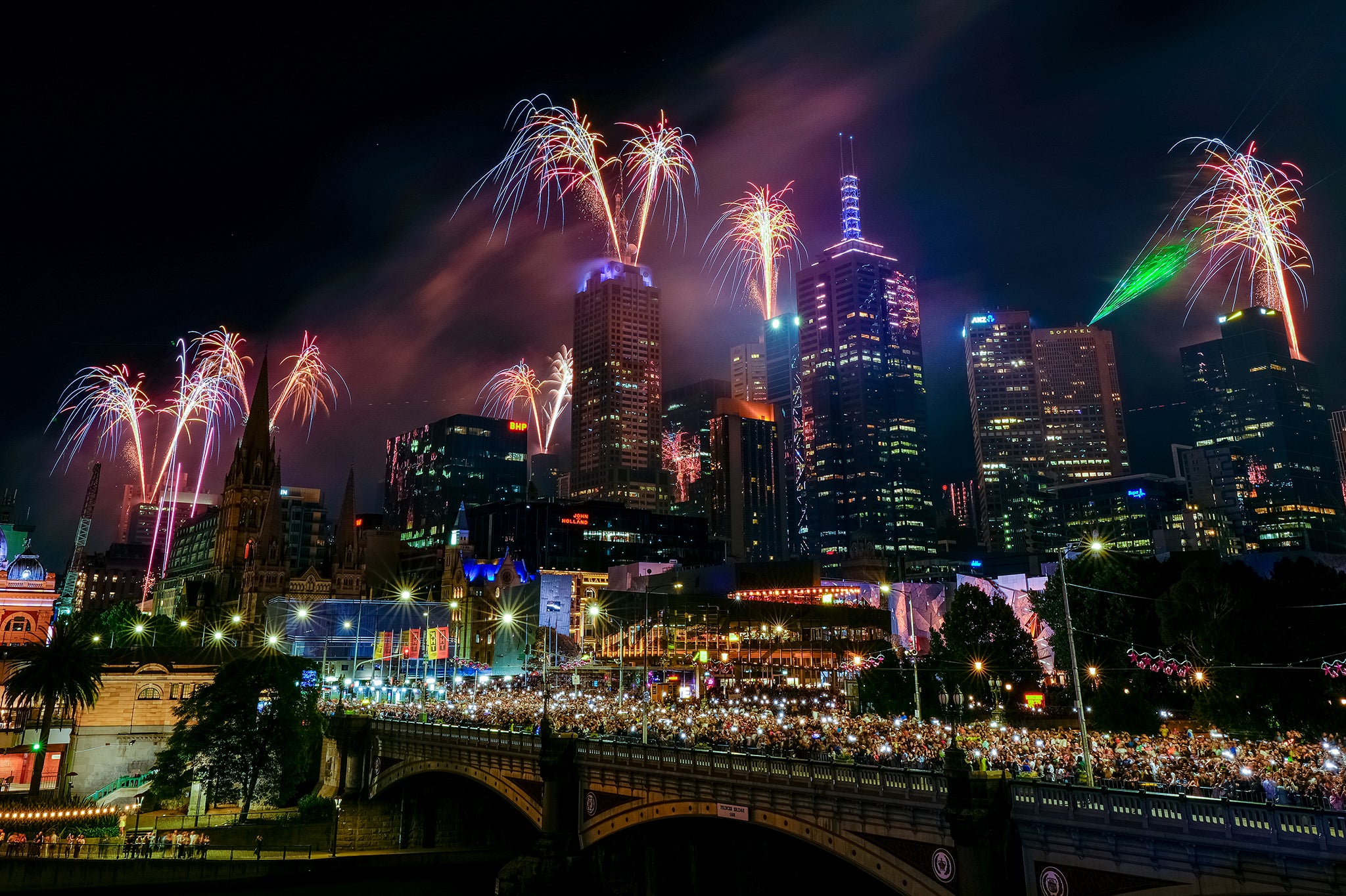 Revellers turned out in large numbers to witness Melbourne’s New Year celebrations