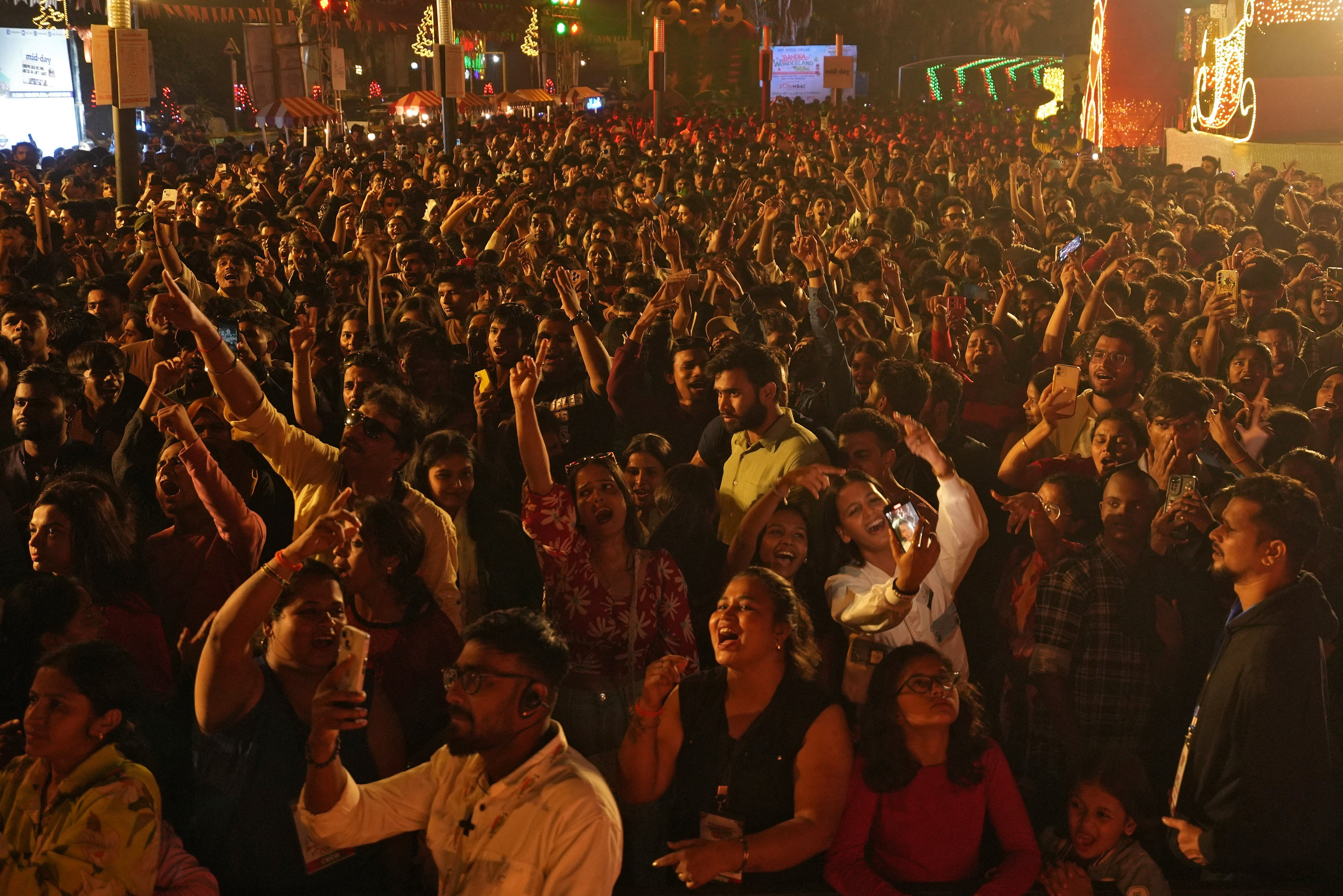 Revellers welcome the New year in Mumbai