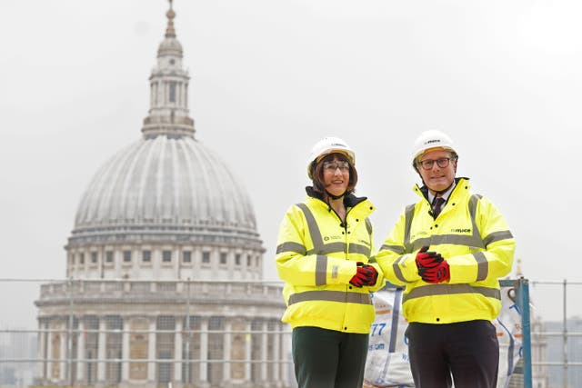 <p>Keir Starmer and Rachel Reeves on a visit to HSBC’s new headquarters in the City of London</p>