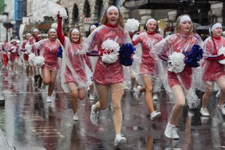 Supporters turned out to the New Year’s Day parade in London despite the wind