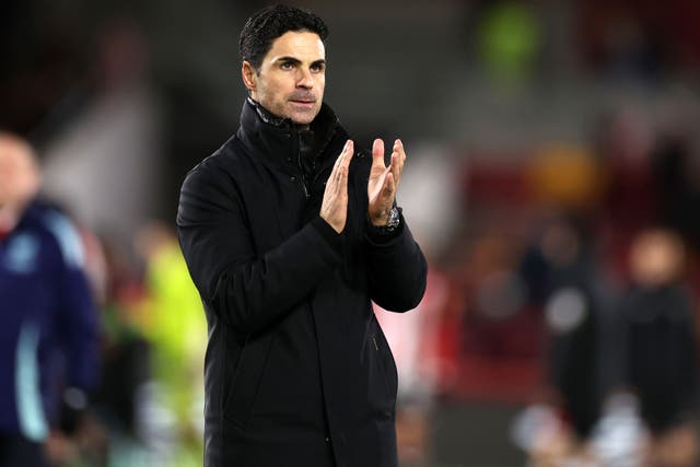 <p>Mikel Arteta’s side are second in the table (Steven Paston/PA)</p>