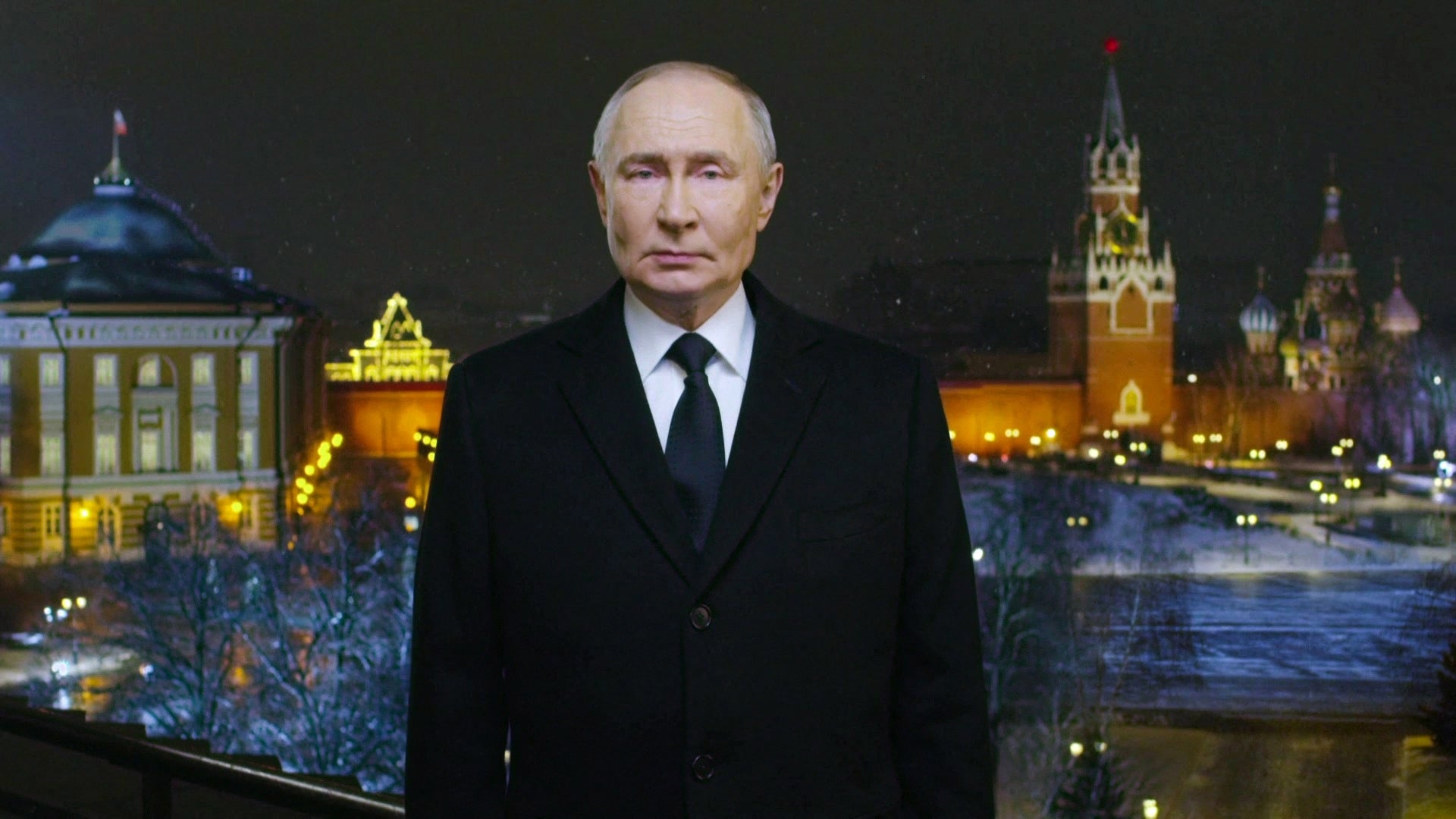 Vladimir Putin delivers his New Year’s address to the nation at the Kremlin in Moscow