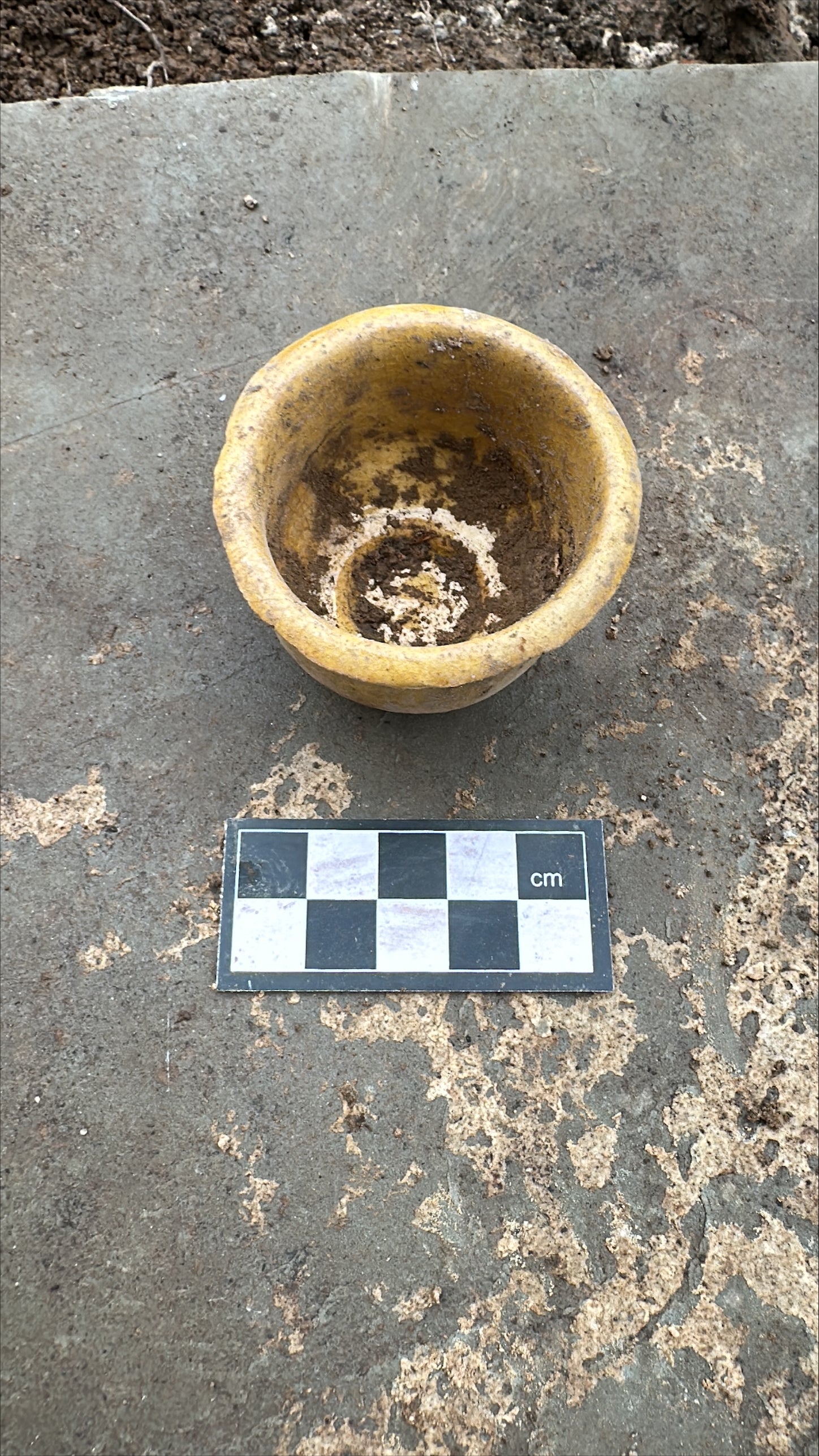 An intact piece of pottery found on the site