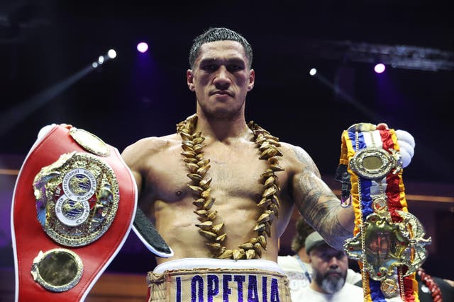 <p>Jai Opetaia after beating Jack Massey in October to stay undefeated</p>