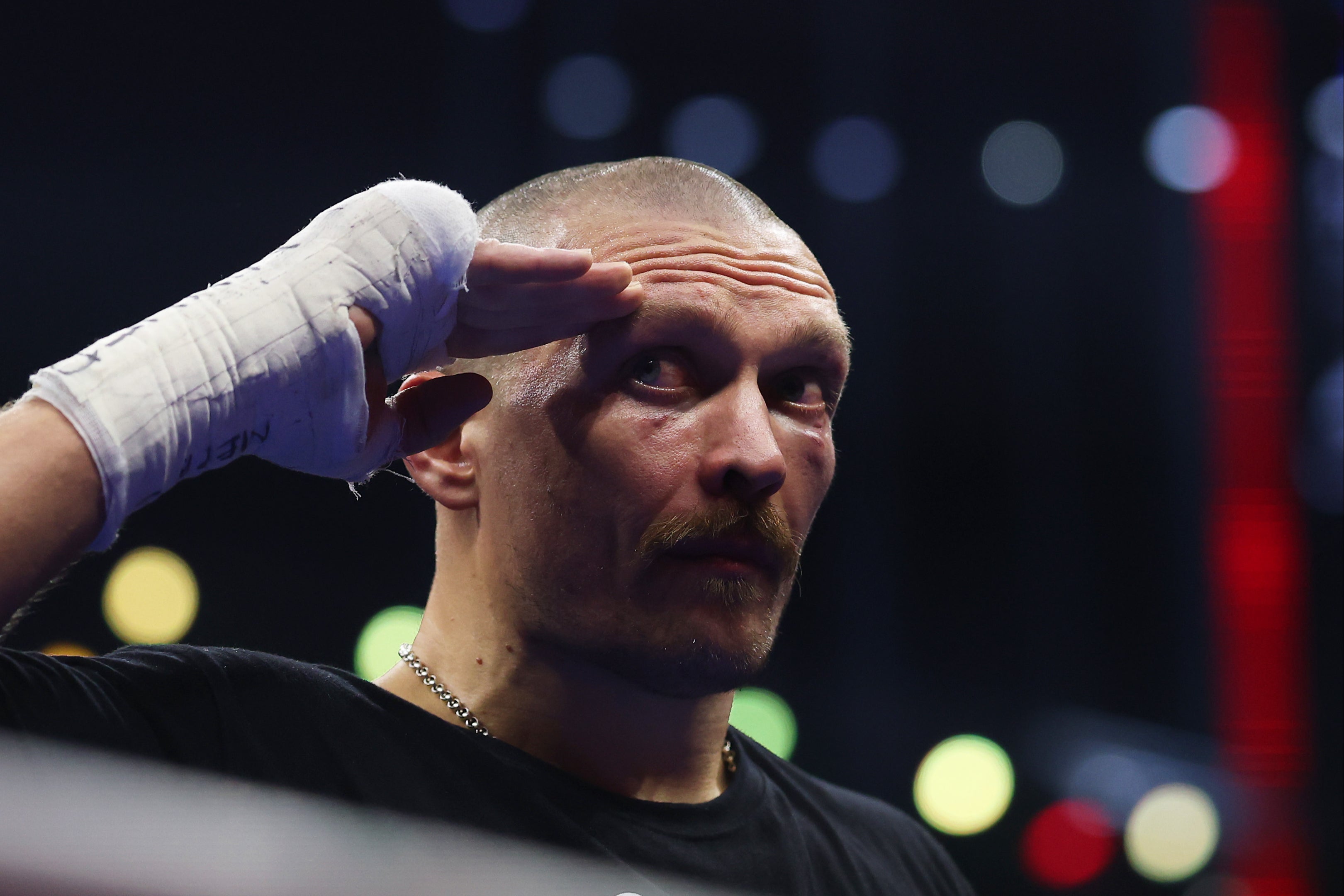 Oleksandr Usyk after his second straight win over Tyson Fury, in December