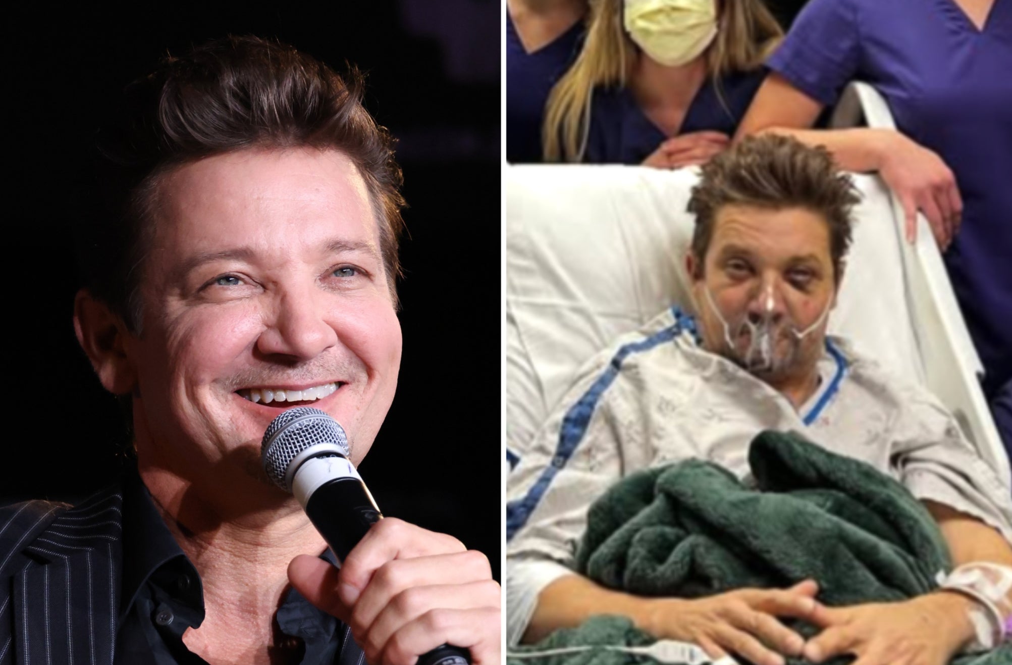 Renner thanked medical staff for their support as he spared fans the ‘meat-grinding images’