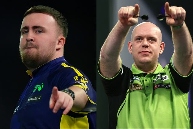 <p>Luke Littler will take on Michael van Gerwen in Friday night’s final </p>